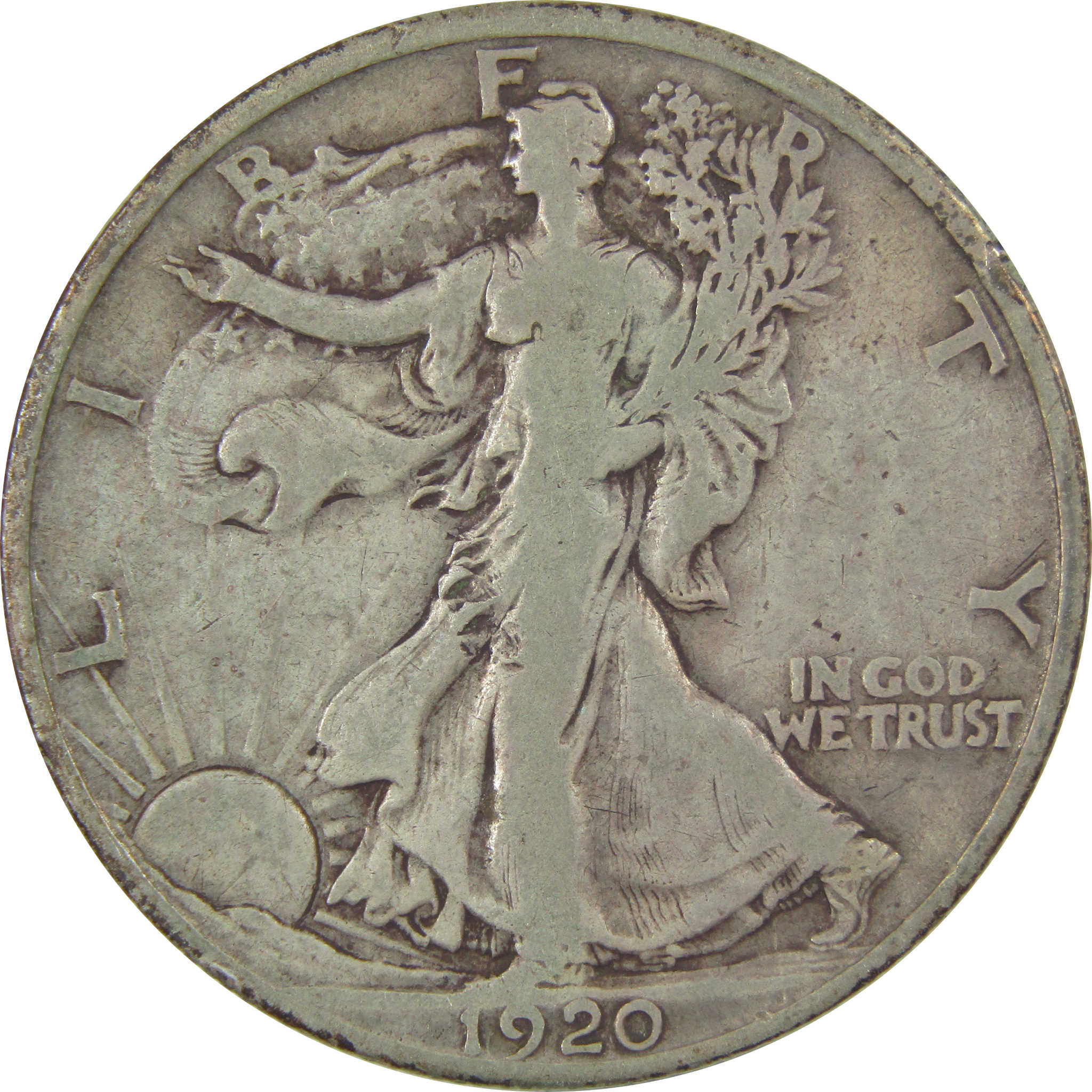 1920 S Liberty Walking Silver Half Dollar F Fine Details SKU:I24119