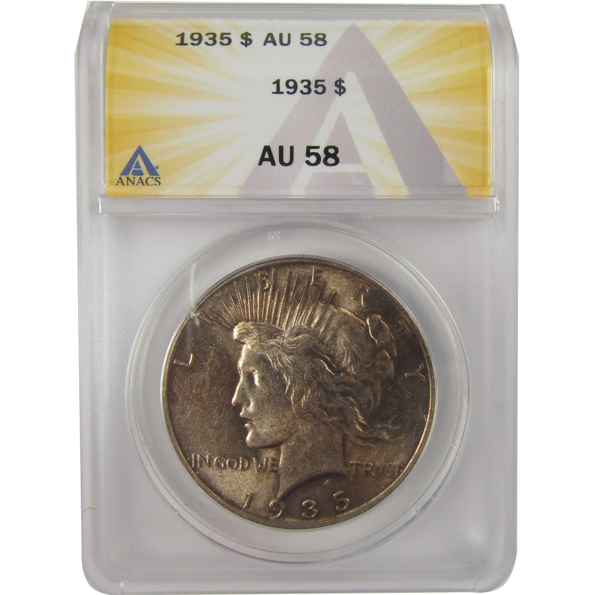 1935 Peace Dollar AU 58 ANACS Silver $1 Coin SKU:I20908