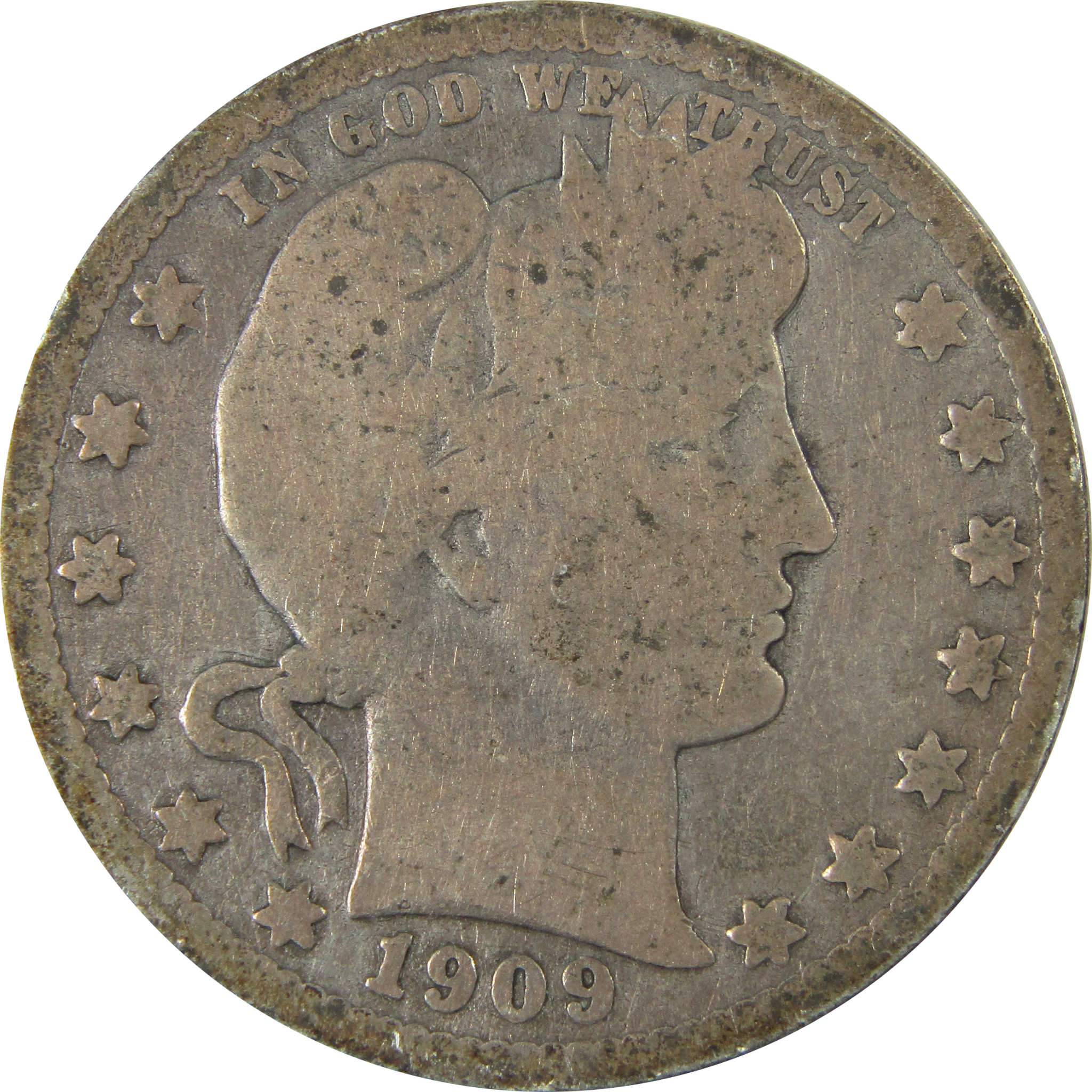 1909 O Barber Silver Quarter G Good Details 25c Coin SKU:CP886