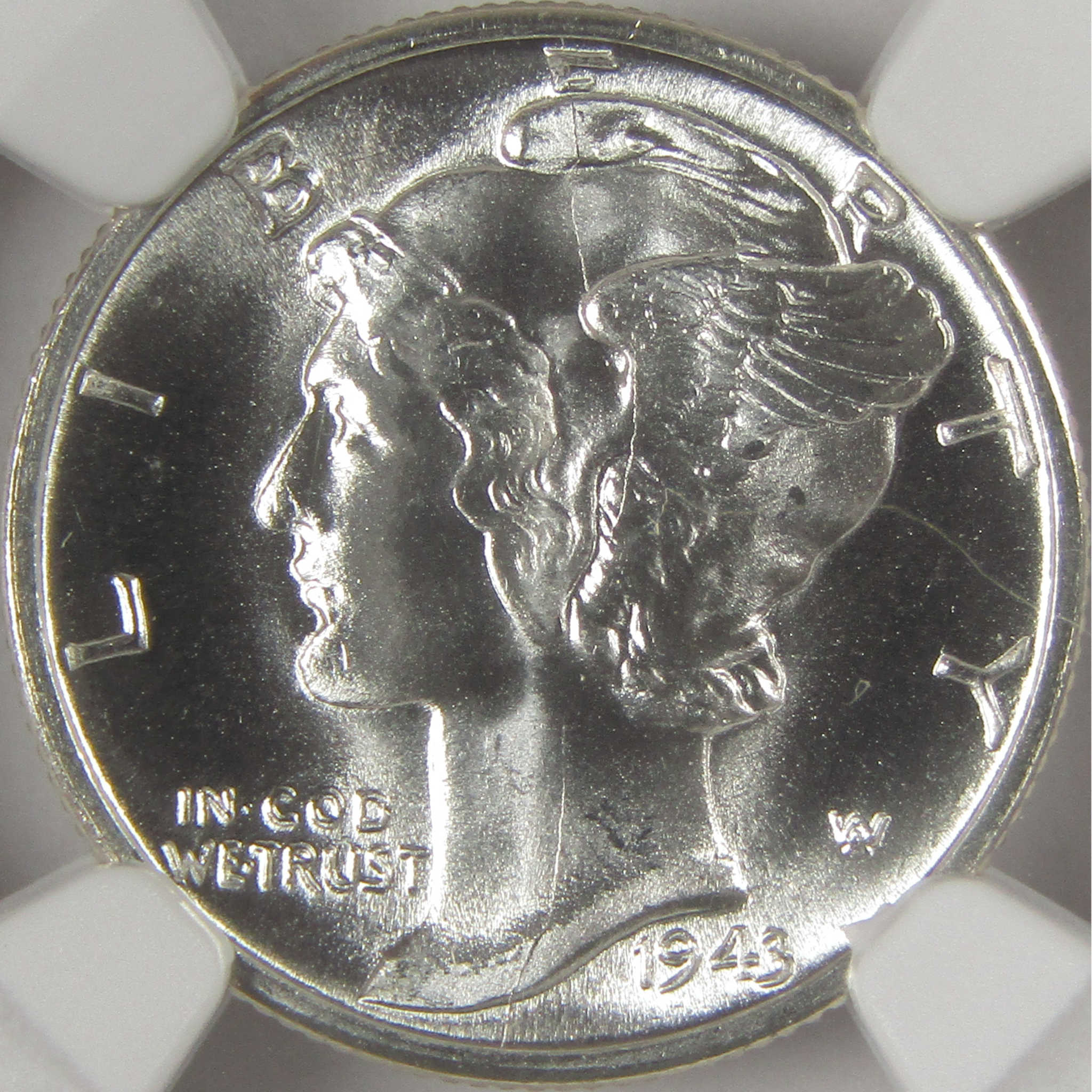 1943 D Mercury Dime MS 67 FB NGC Silver Uncirculated SKU:I21209