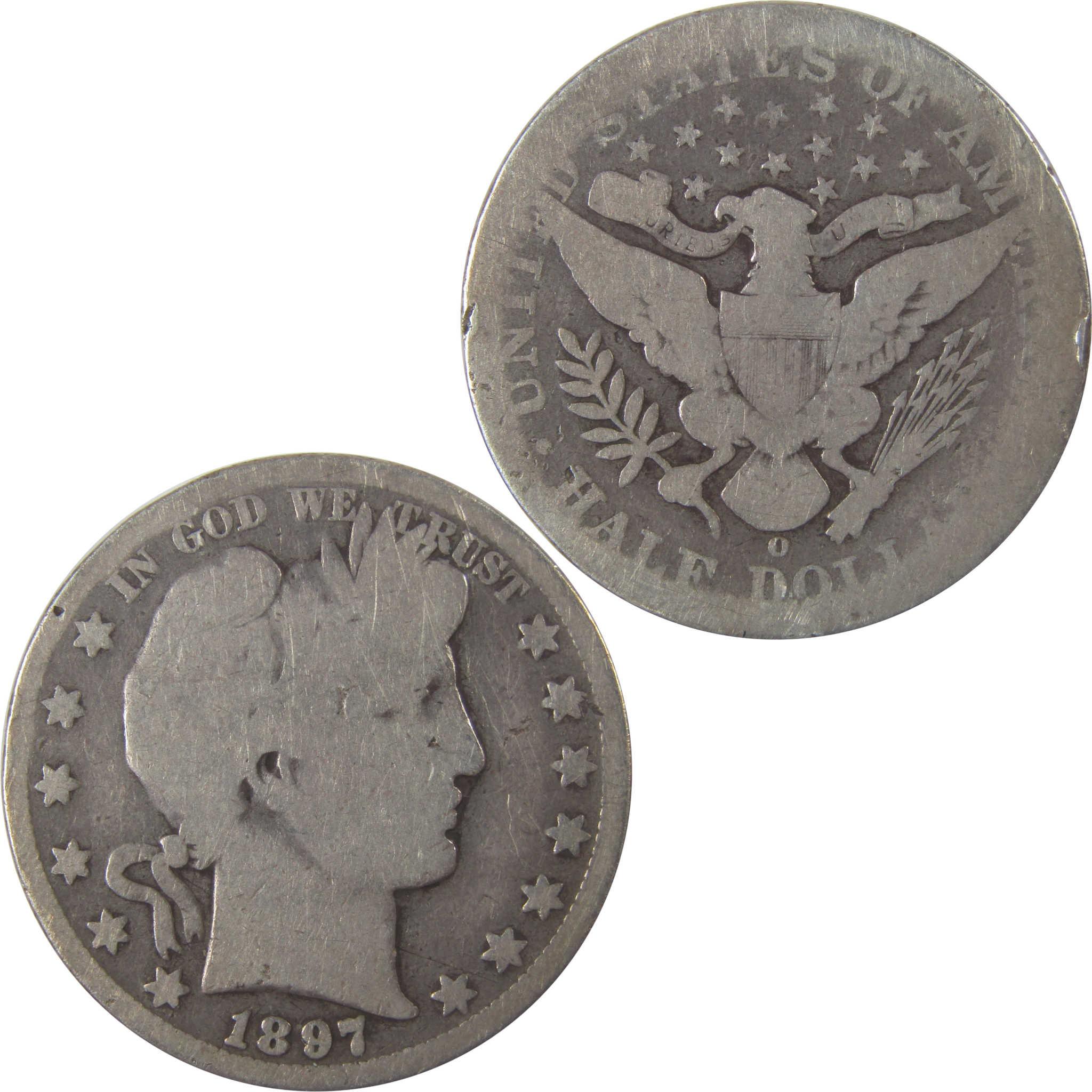 1897 O Barber Silver Half Dollar AG About Good 50c Coin SKU:I25314
