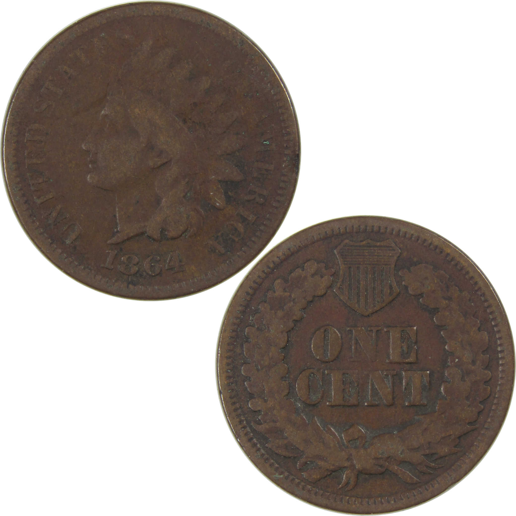 1864 L Indian Head Cent VG Very Good Bronze Penny 1c Coin SKU:I23259