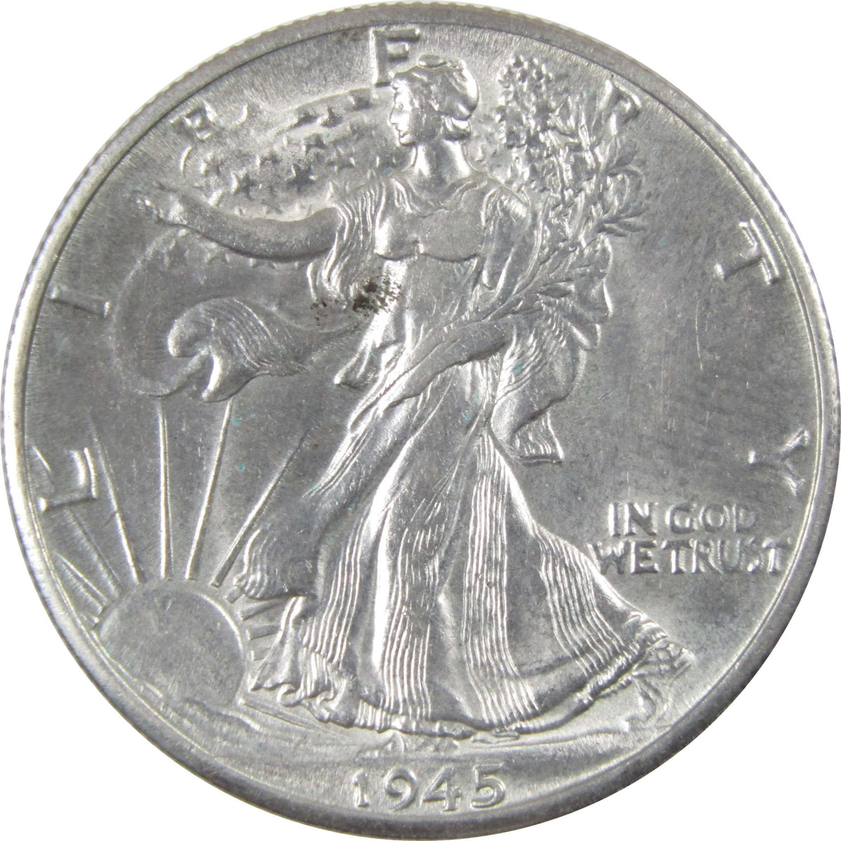 1945 D Liberty Walking Silver 50c Borderline Uncirculated SKU:I28674
