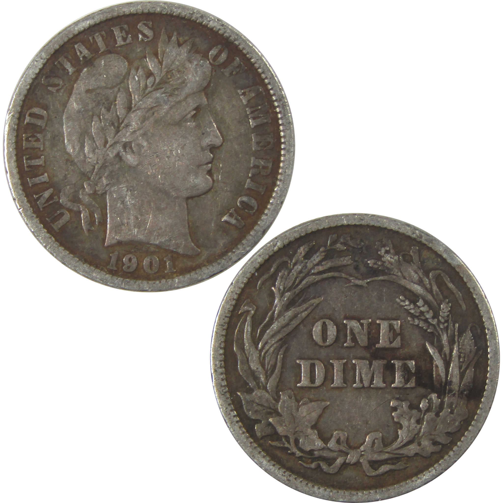 1901 Barber Dime XF EF Extremely Fine Silver 10c Coin SKU:I21112