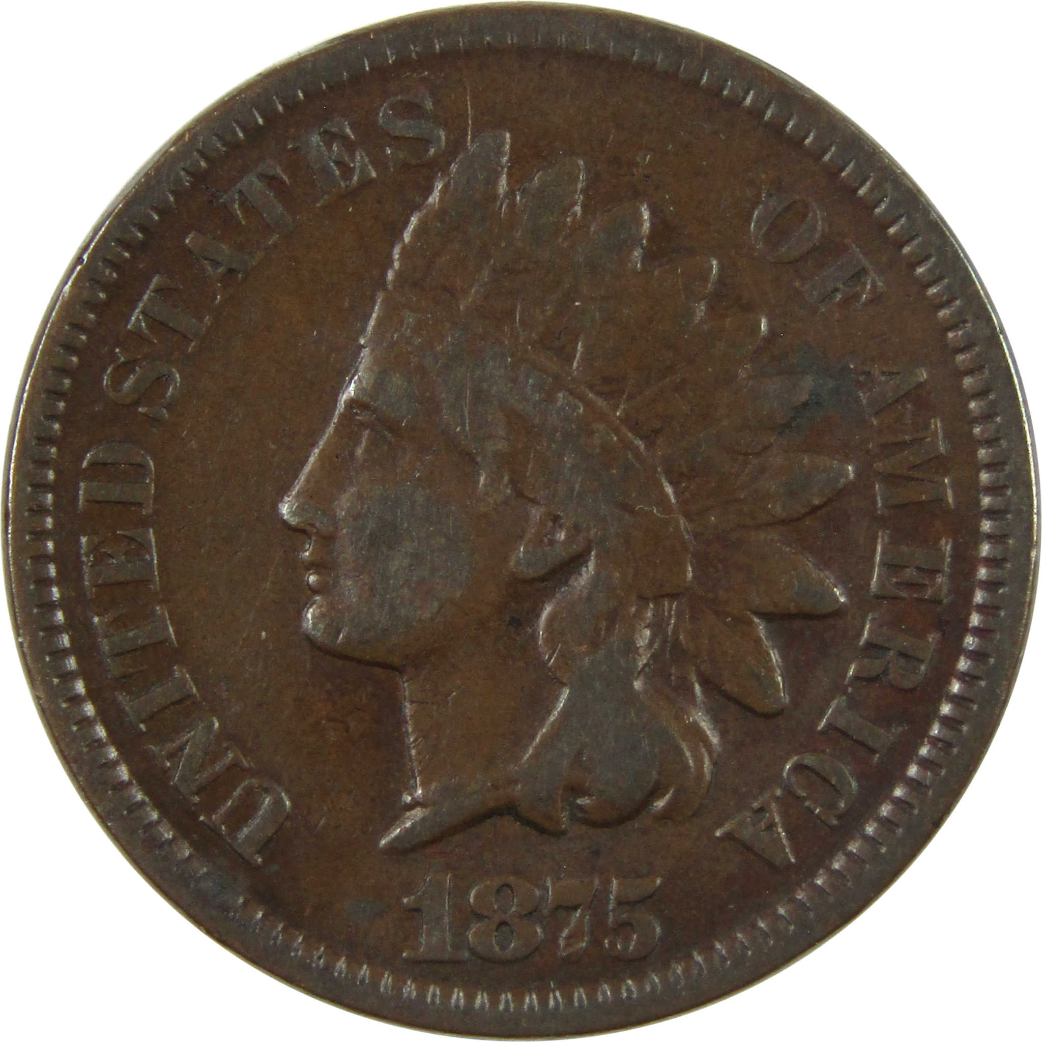 1875 Indian Head Cent F Fine Penny 1c Coin SKU:I14051