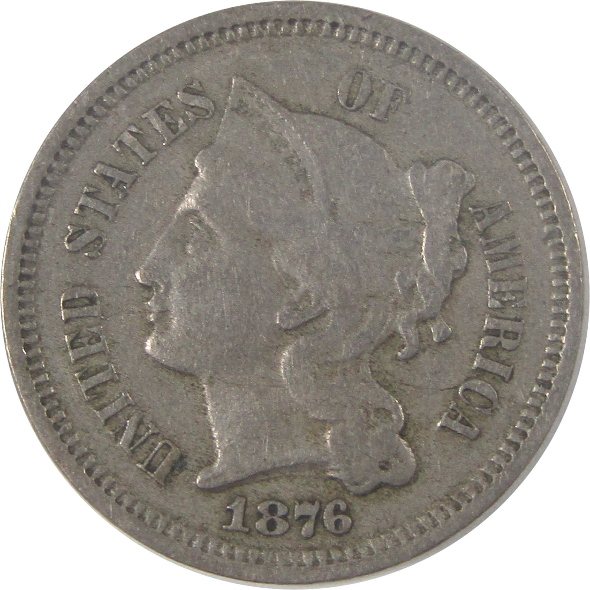 1876 Nickel Three Cent Piece VF Very Fine 3c Coin SKU:I17357