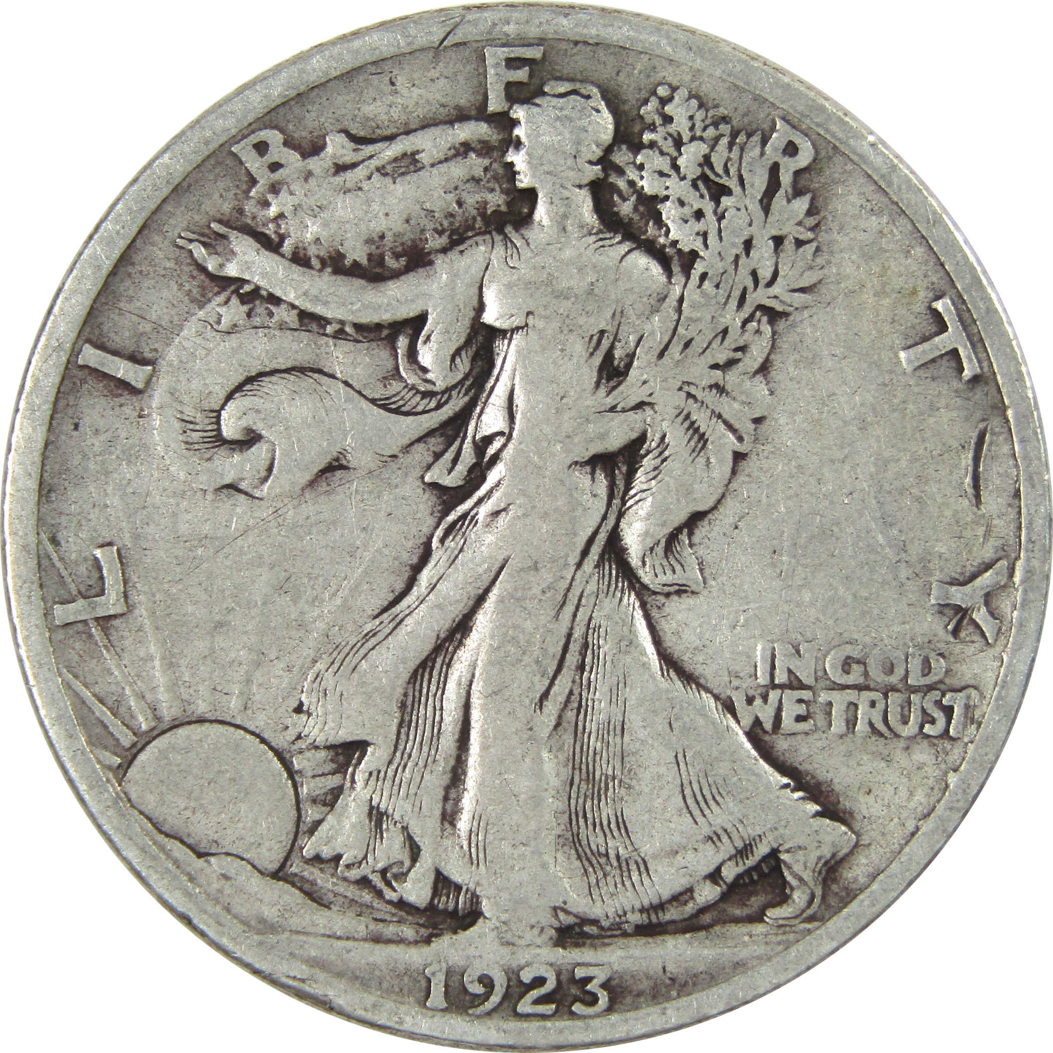 1923 S Liberty Walking Half Dollar F Fine Silver 50c Coin SKU:I13722