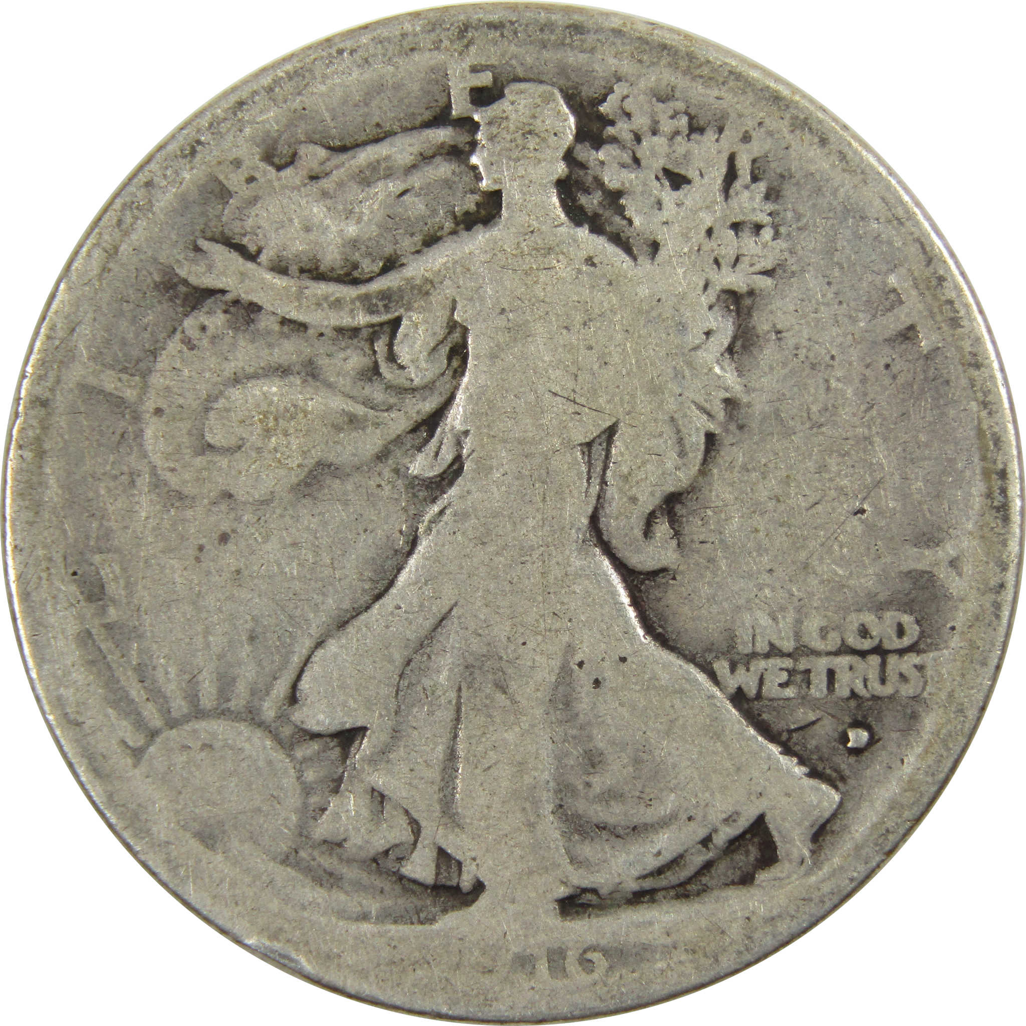 1916 D Liberty Walking Half Dollar AG About Good 90% Silver SKU:I8155