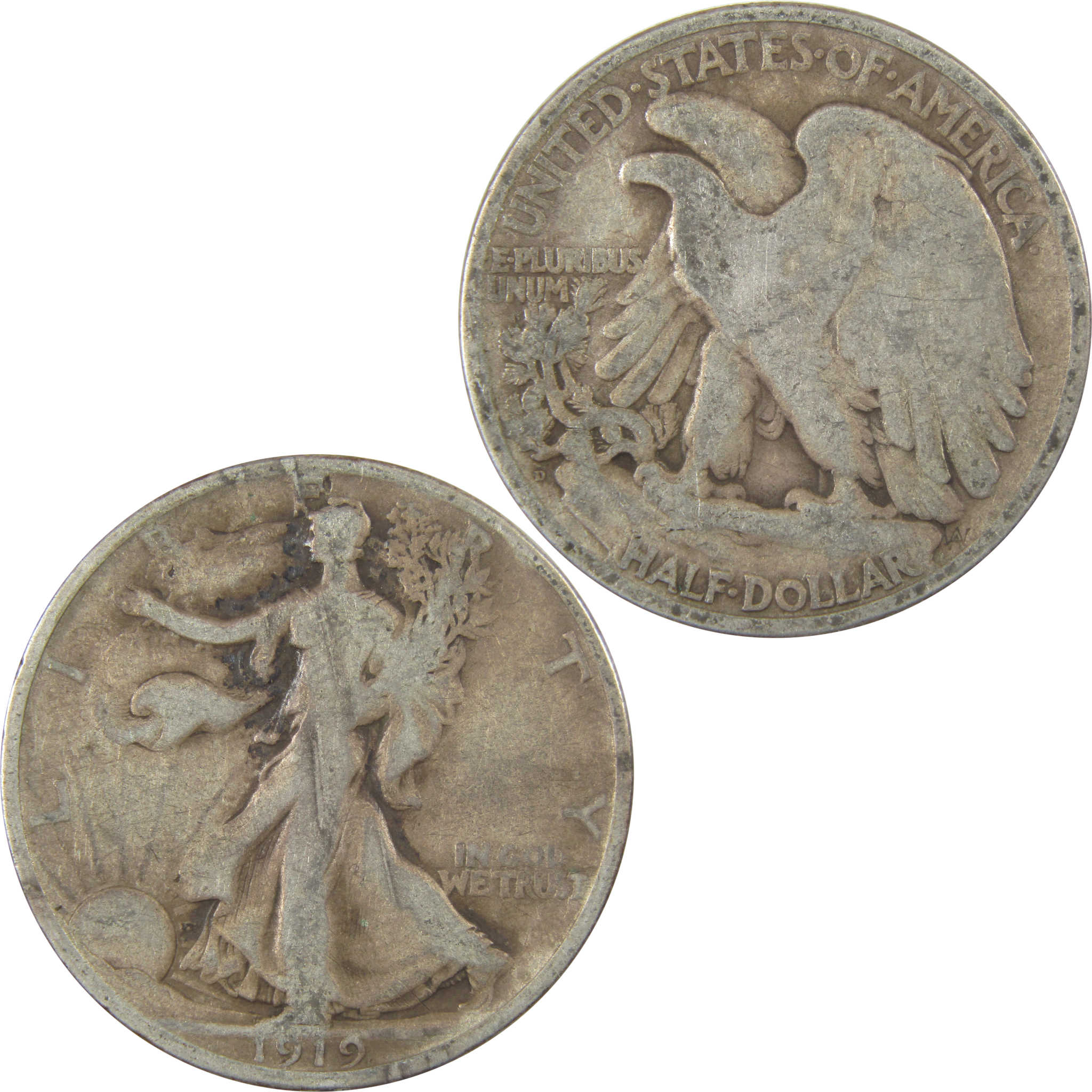 1919 D Liberty Walking Silver 50c VG Very Good Details SKU:I24131