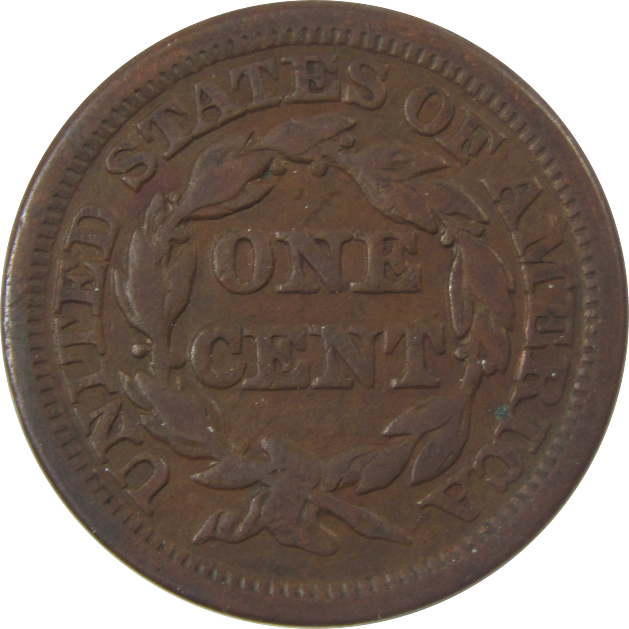 1848 Braided Hair Copper Large Cent F Fine Penny 1c Coin SKU:I25259