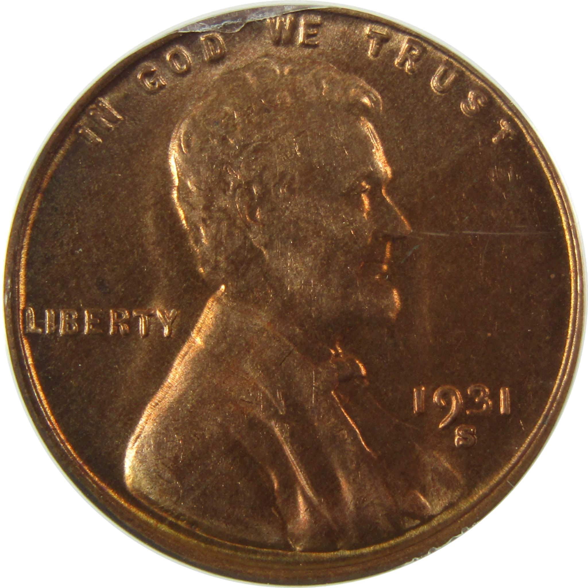 1931 S Lincoln Wheat 1c MS 63 RB ANACS Struck Through Error SKU:I28426