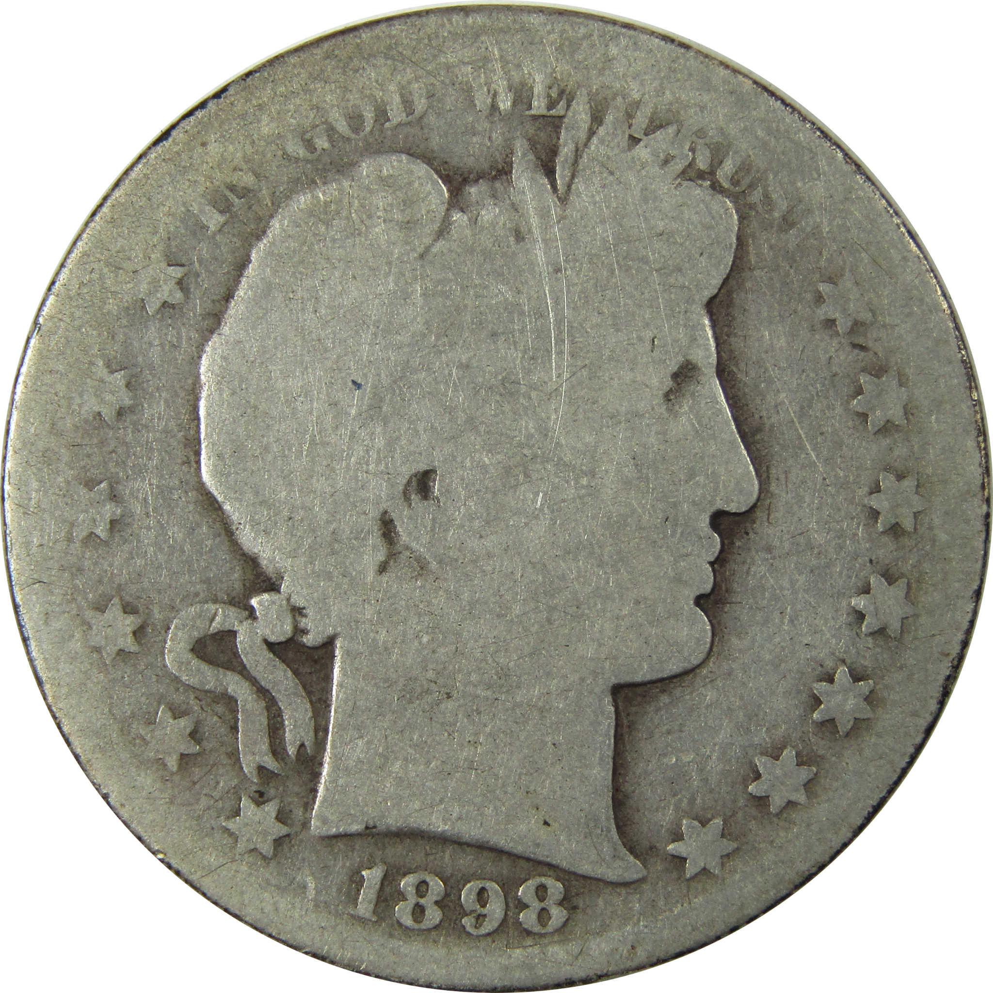 1898 S Barber Silver Half Dollar AG About Good 50c Coin SKU:I25962