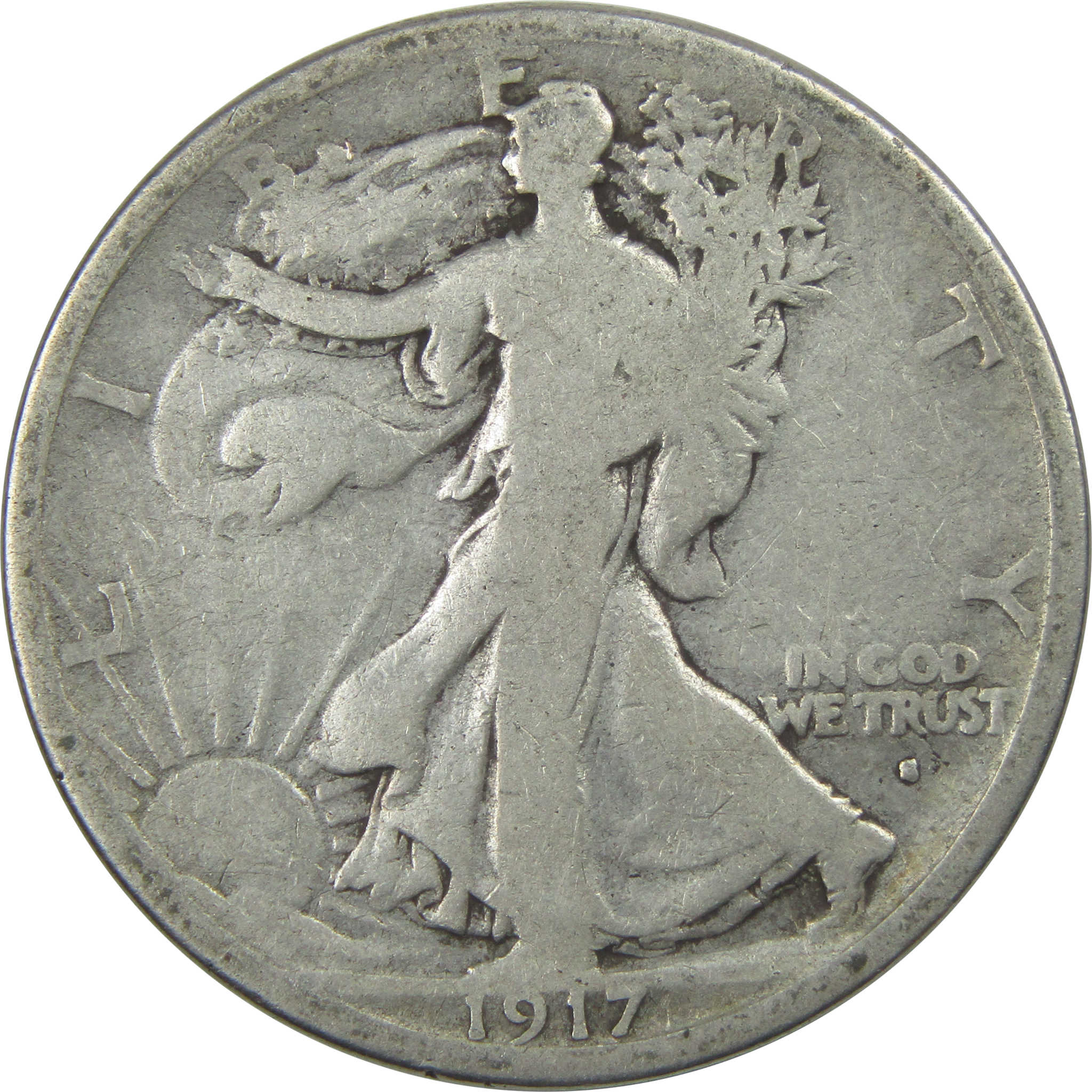 1917 S Obverse Liberty Walking Half Dollar VG Details SKU:I15259