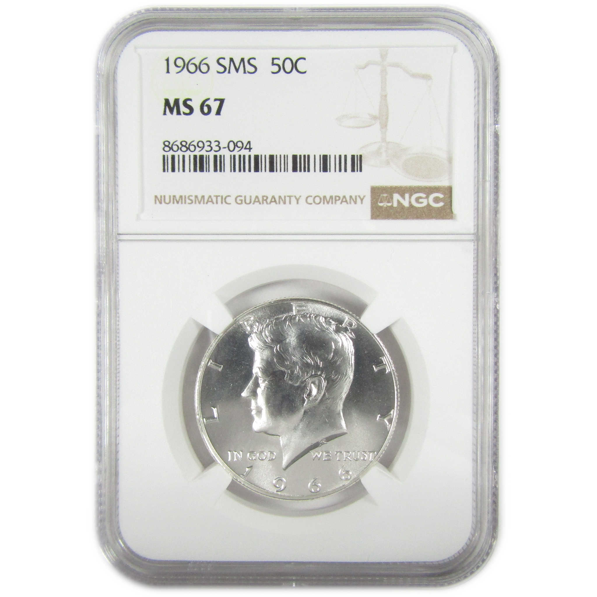 1966 SMS Kennedy Silver Half Dollar MS 67 NGC Uncirculated SKU:I27392