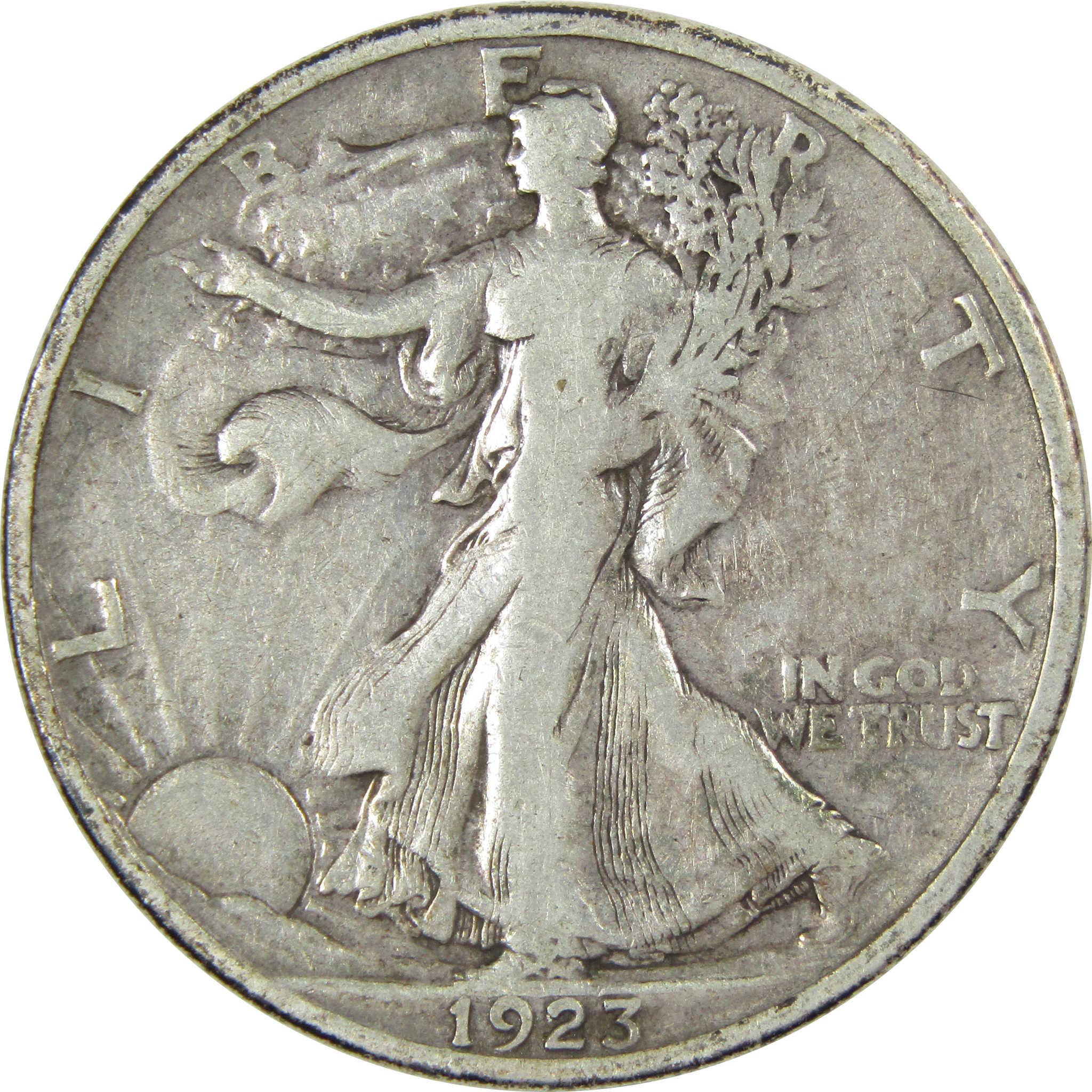 1923 S Liberty Walking Half Dollar F Fine Silver 50c Coin SKU:I13721