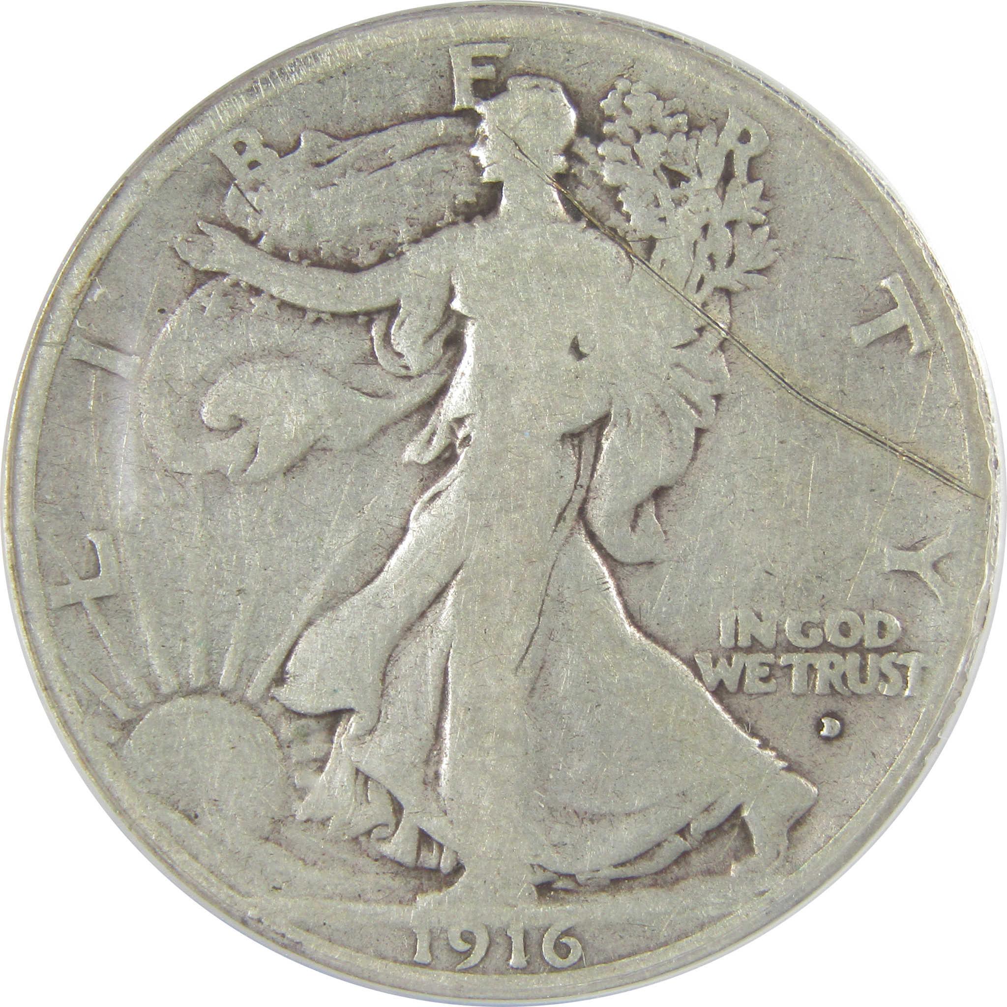 1916 D Liberty Walking Silver Half Dollar G 6 Details ANACS SKU:I25400