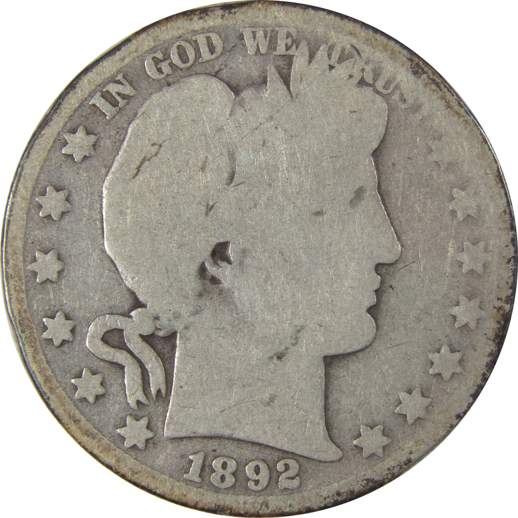 1892 O Barber Half Dollar AG About Good Silver 50c Coin SKU:I22758