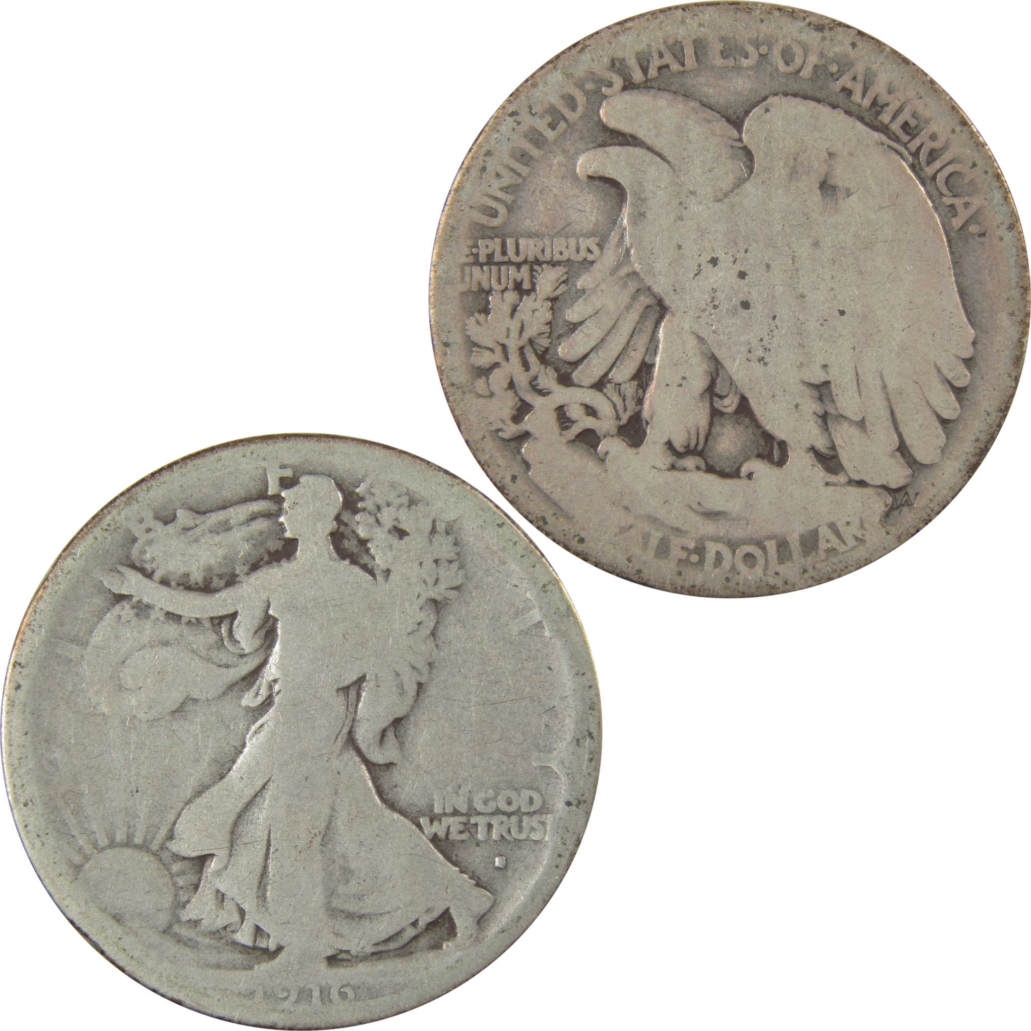 1916 S Liberty Walking Silver Half Dollar G Good 50c Coin SKU:I24104