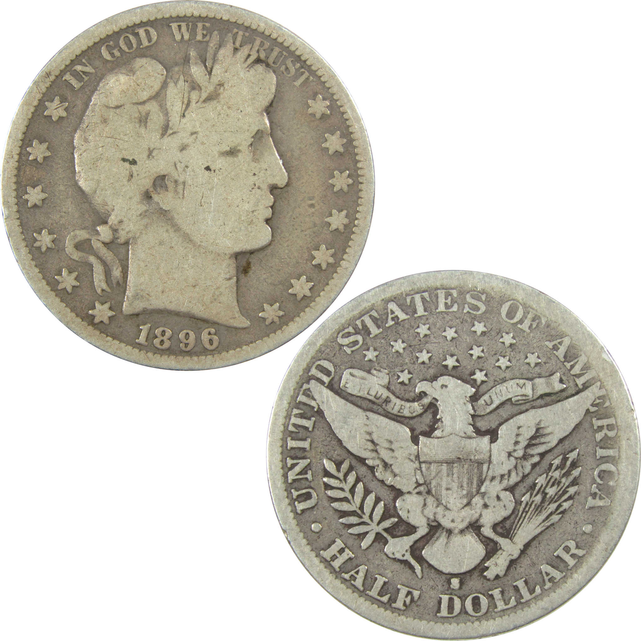 1896 S Barber Silver Half Dollar VG Very Good 50c Coin SKU:I24973