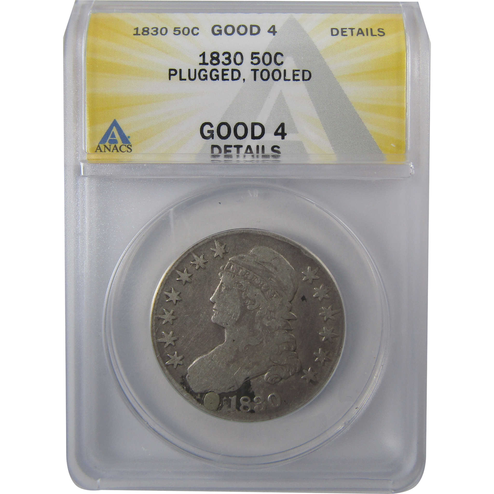 1830 Small 0 Capped Bust Silver 50c G 4 Details ANACS SKU:I24425