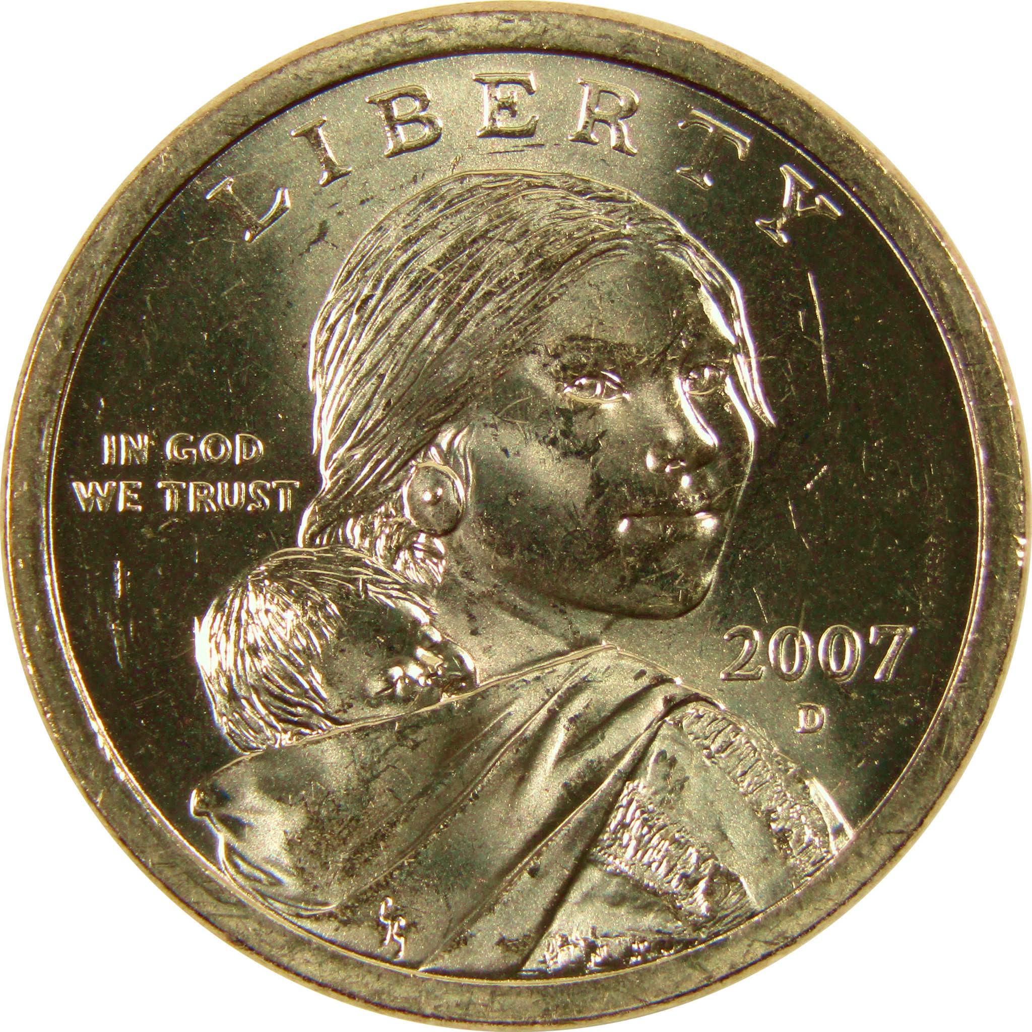 2012 D Sacagawea Native American Dollar – Uncirculated From US Mint Roll, Denver, Trades Routes Reverse