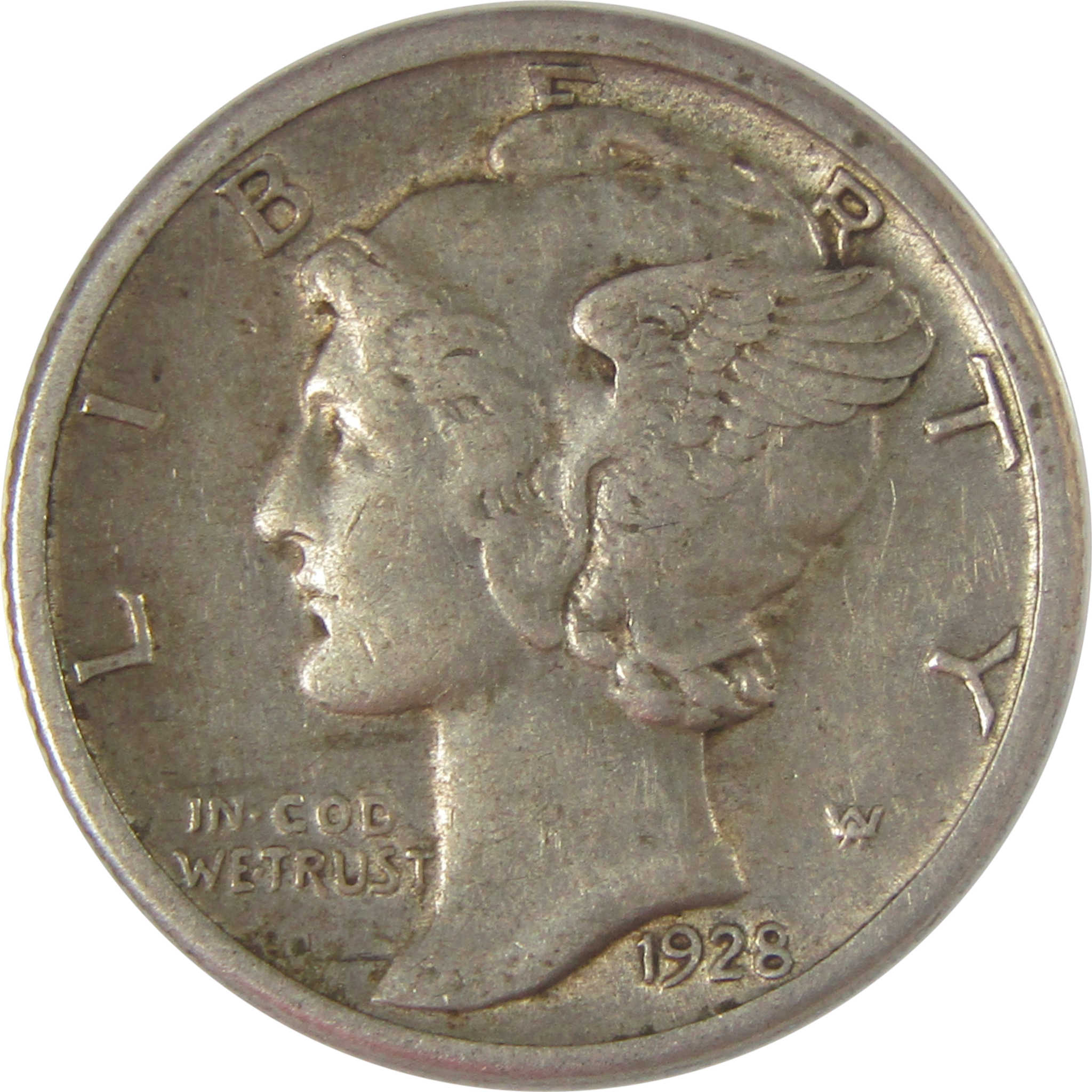 1928 D Mercury Dime AU 50 ANACS Silver 10c Coin SKU:I20196