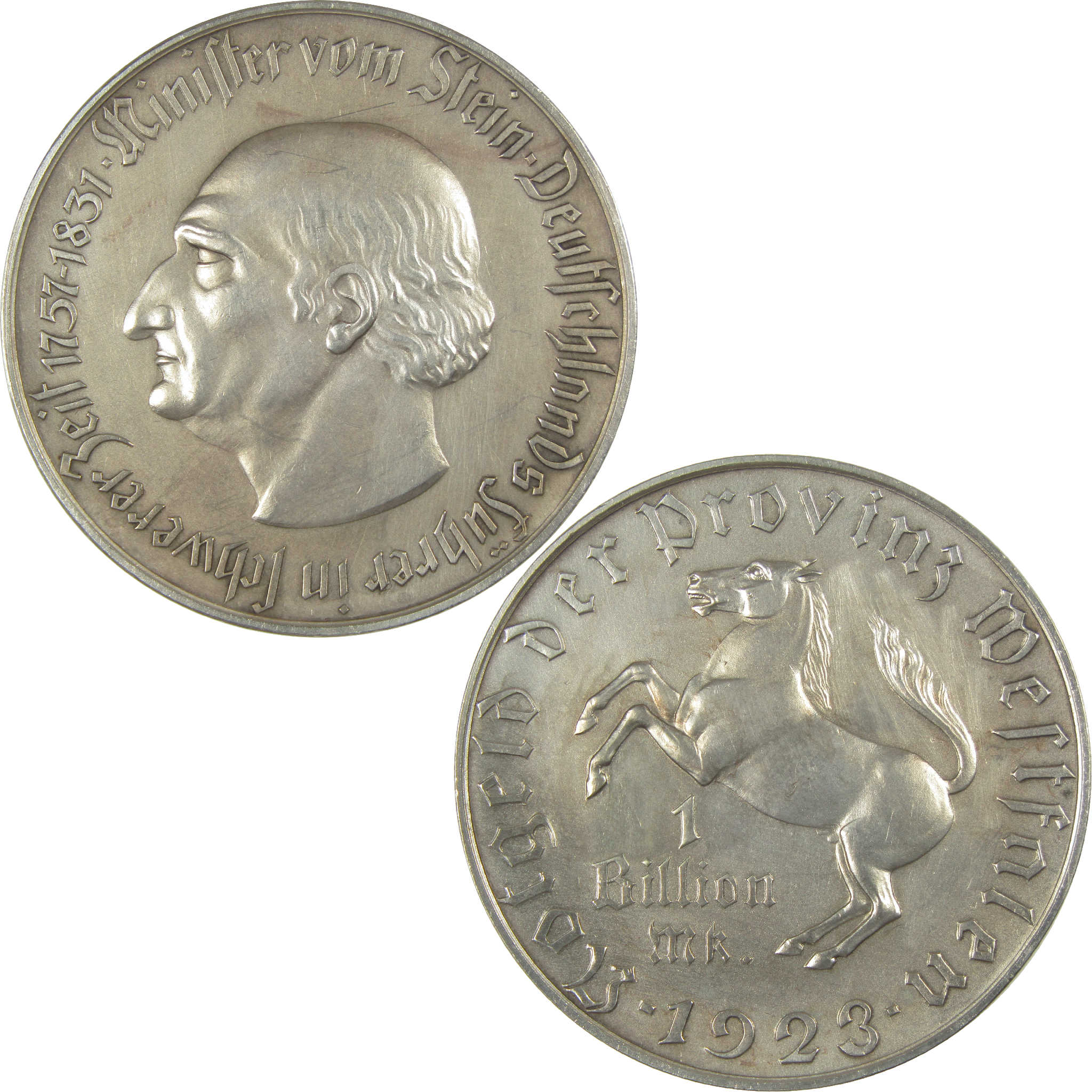 1923 Westphalia Baron vom Stein 1 Trillion Marks XF EF Details