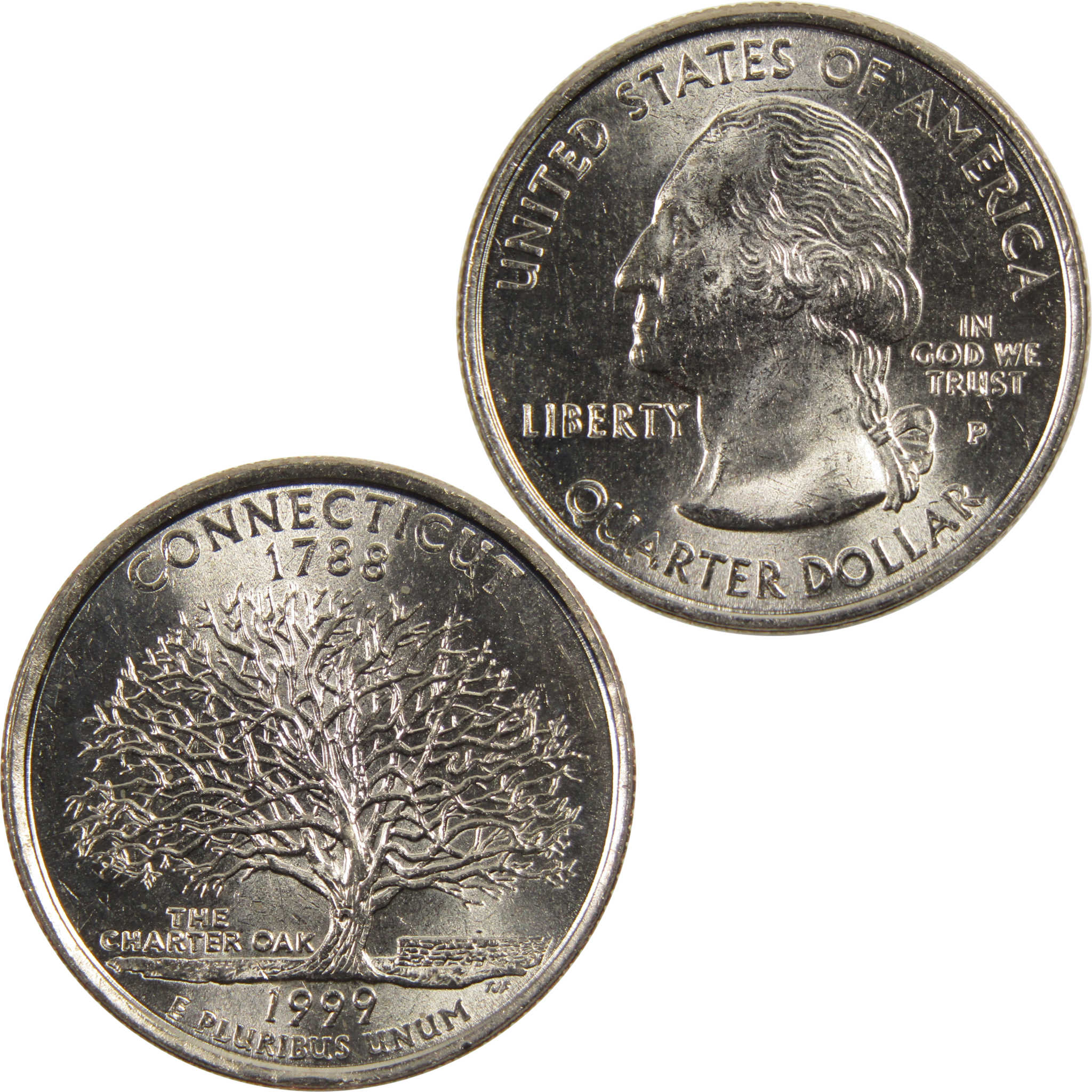 1999 P Connecticut State Quarter BU Uncirculated Clad 25c Coin
