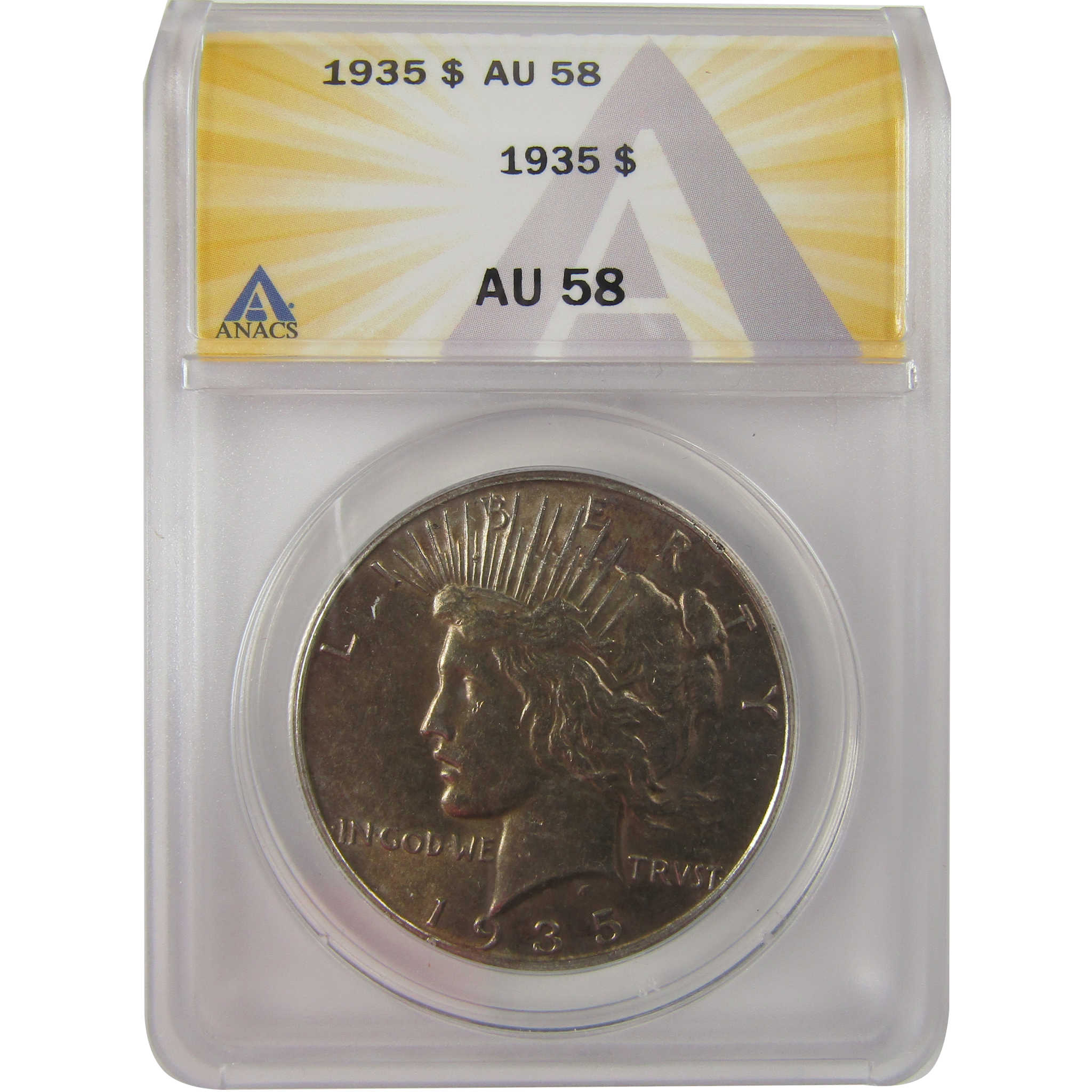 1935 Peace Dollar AU 58 ANACS Silver $1 Coin SKU:I20912