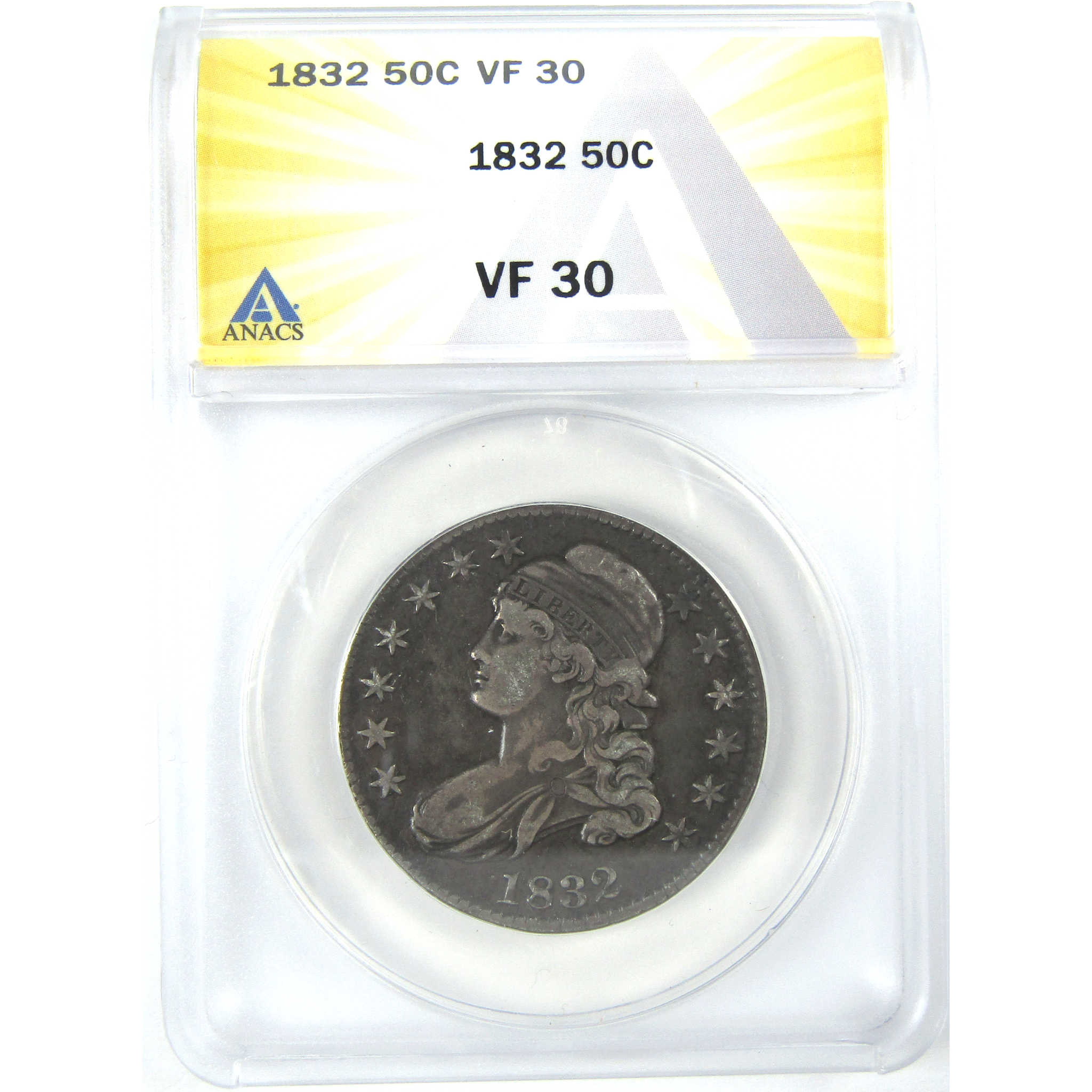 1832 Capped Bust Half Dollar VF 30 ANACS Silver 50c Coin SKU:I16338