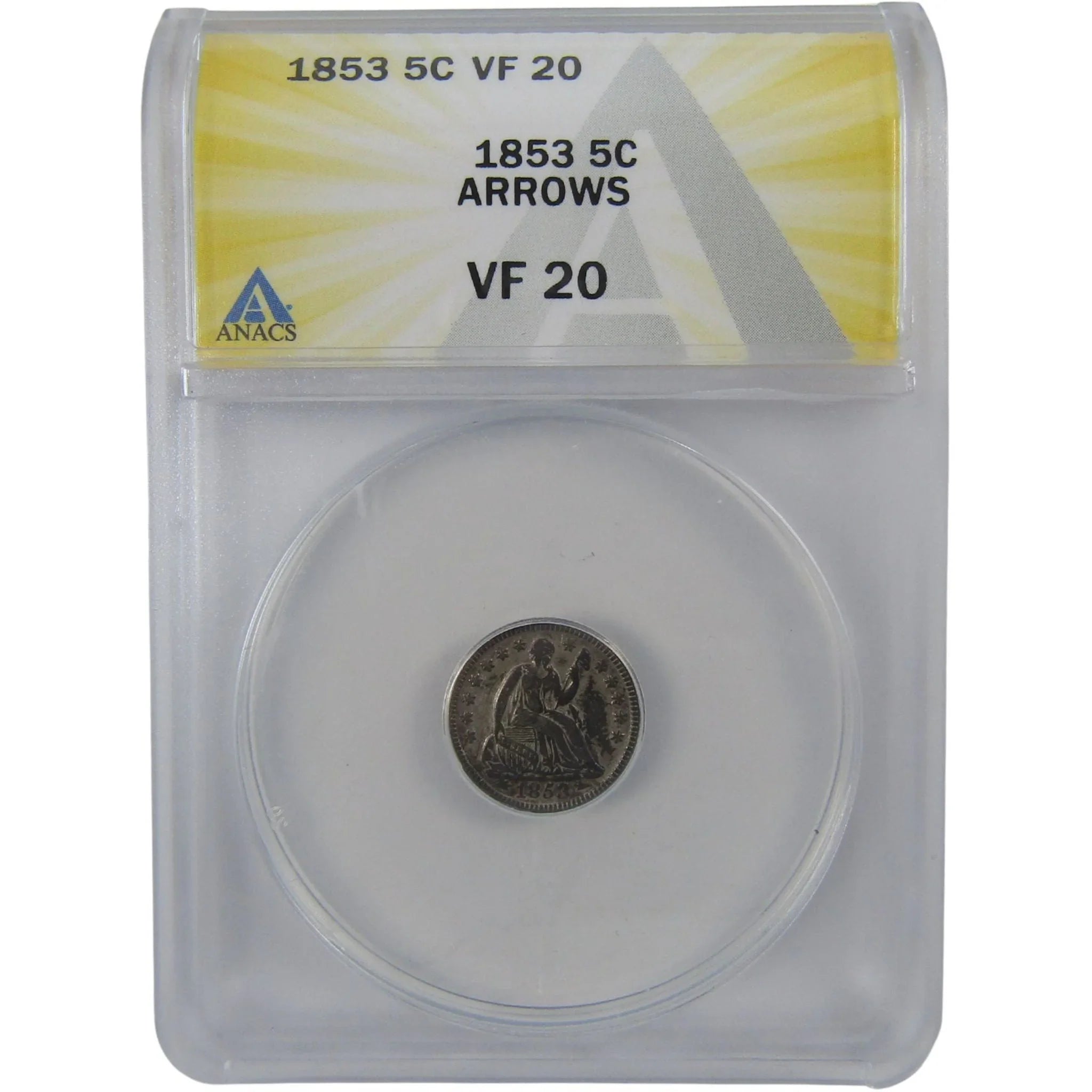 1853 Arrows Seated Liberty Silver Half Dime VF 20 ANACS SKU:I25069