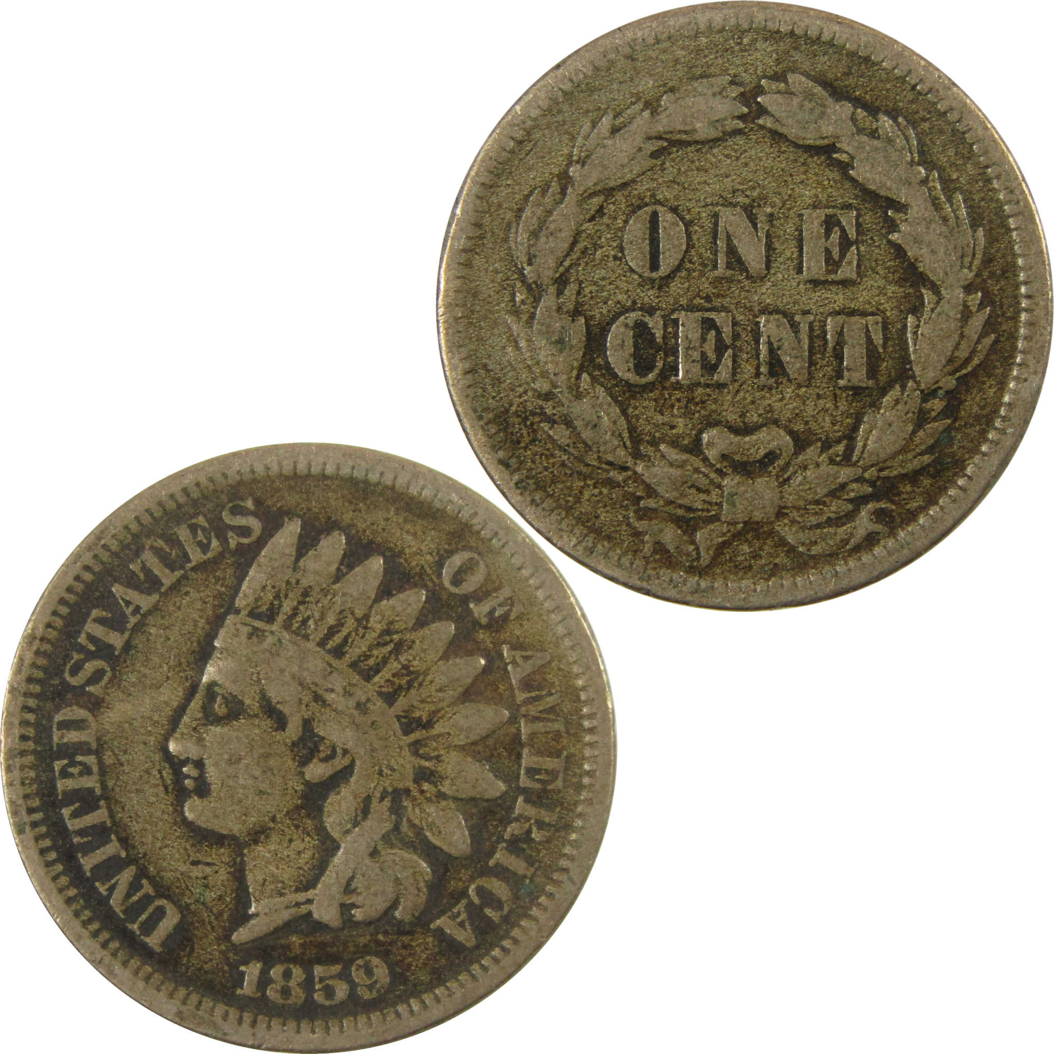 1859 Indian Head Cent F Fine Penny 1c Coin Collectible SKU:I28339