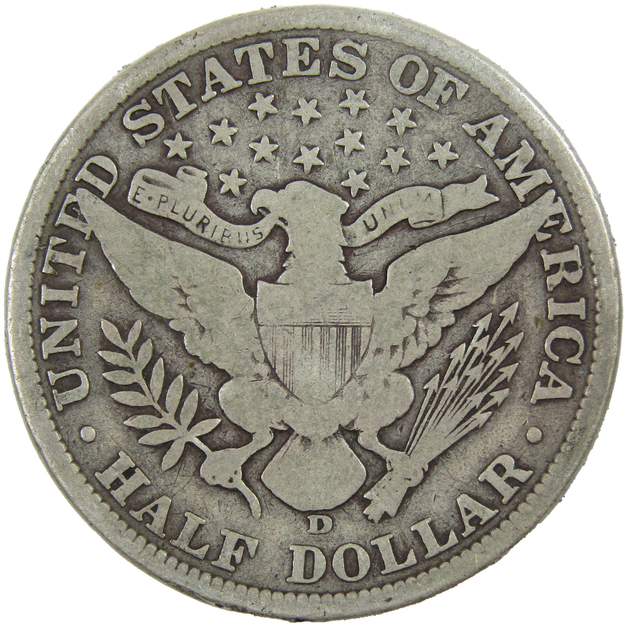1908 D Barber Half Dollar G Good Silver 50c Coin SKU:I12784
