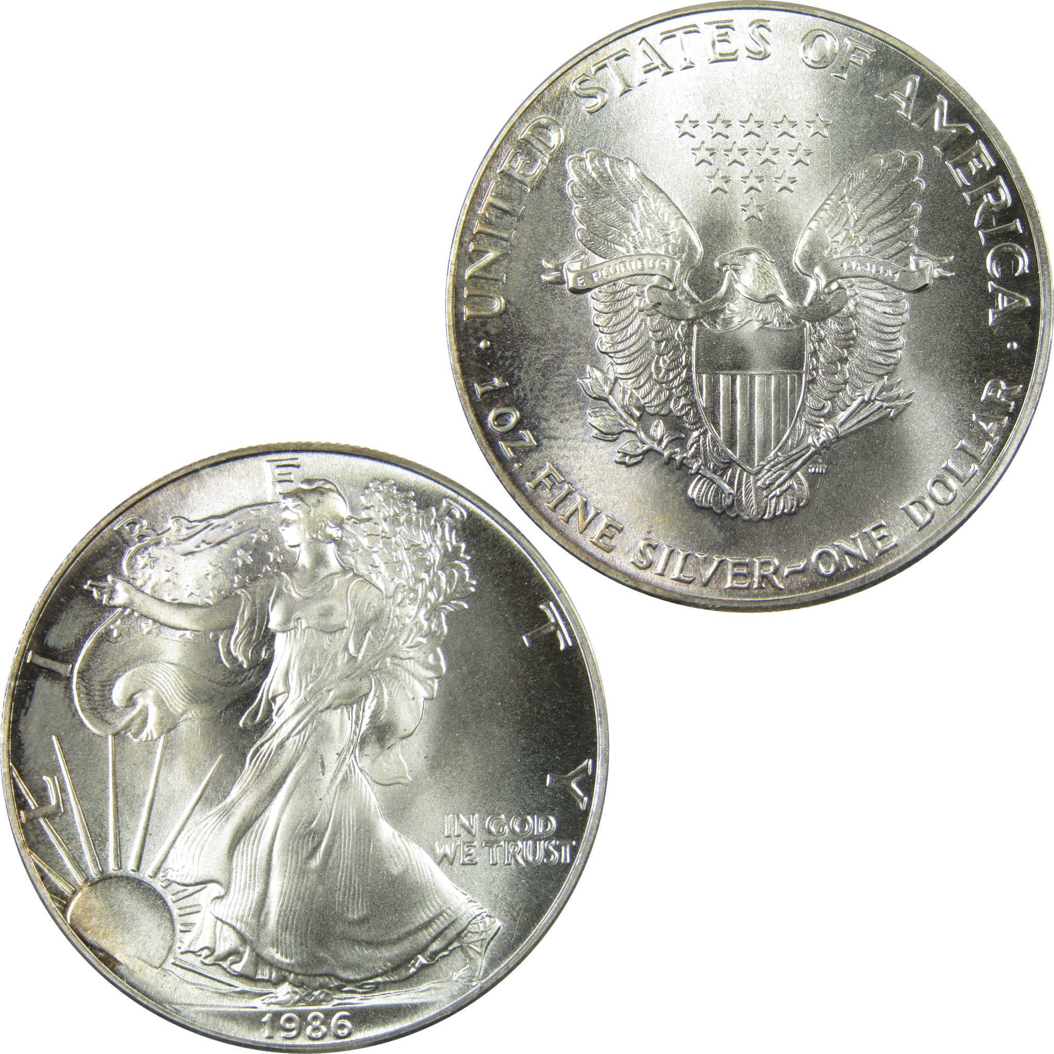 1986 American Silver Eagle Uncirculated Mint State $1 Coin SKU:CP1522