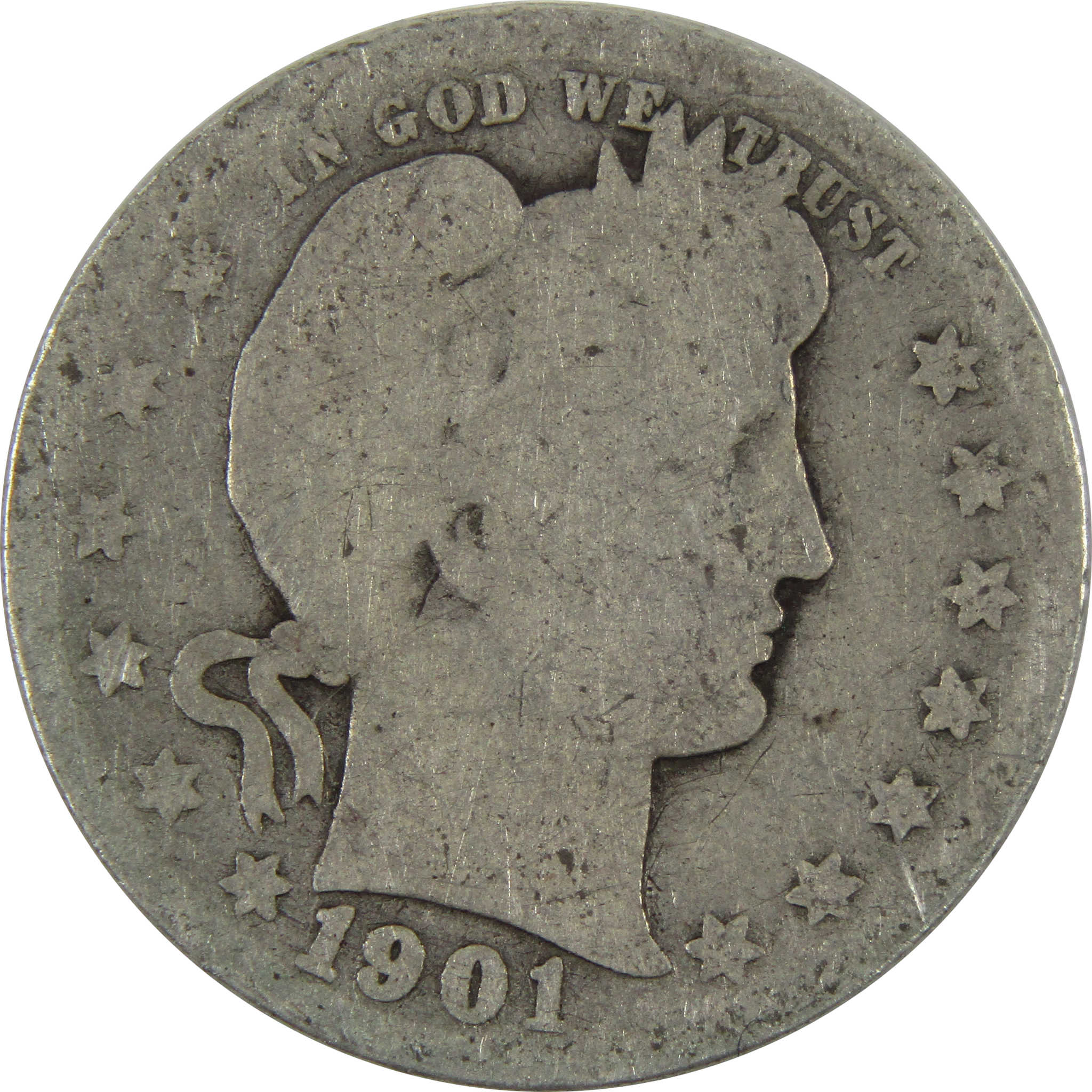 1901 O Barber Quarter AG About Good 90% Silver 25c Coin SKU:I8850