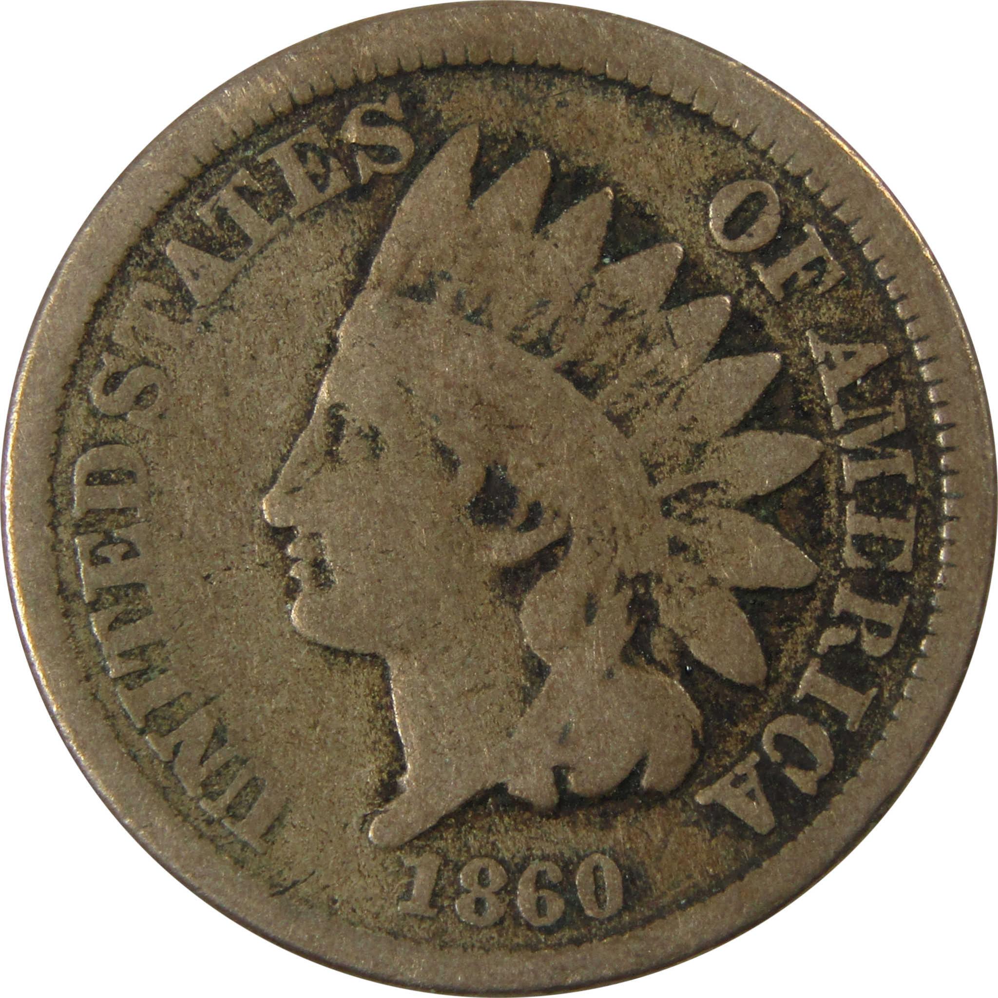 1860 Indian Head Cent G Good Penny 1c Coin SKU:CP1303