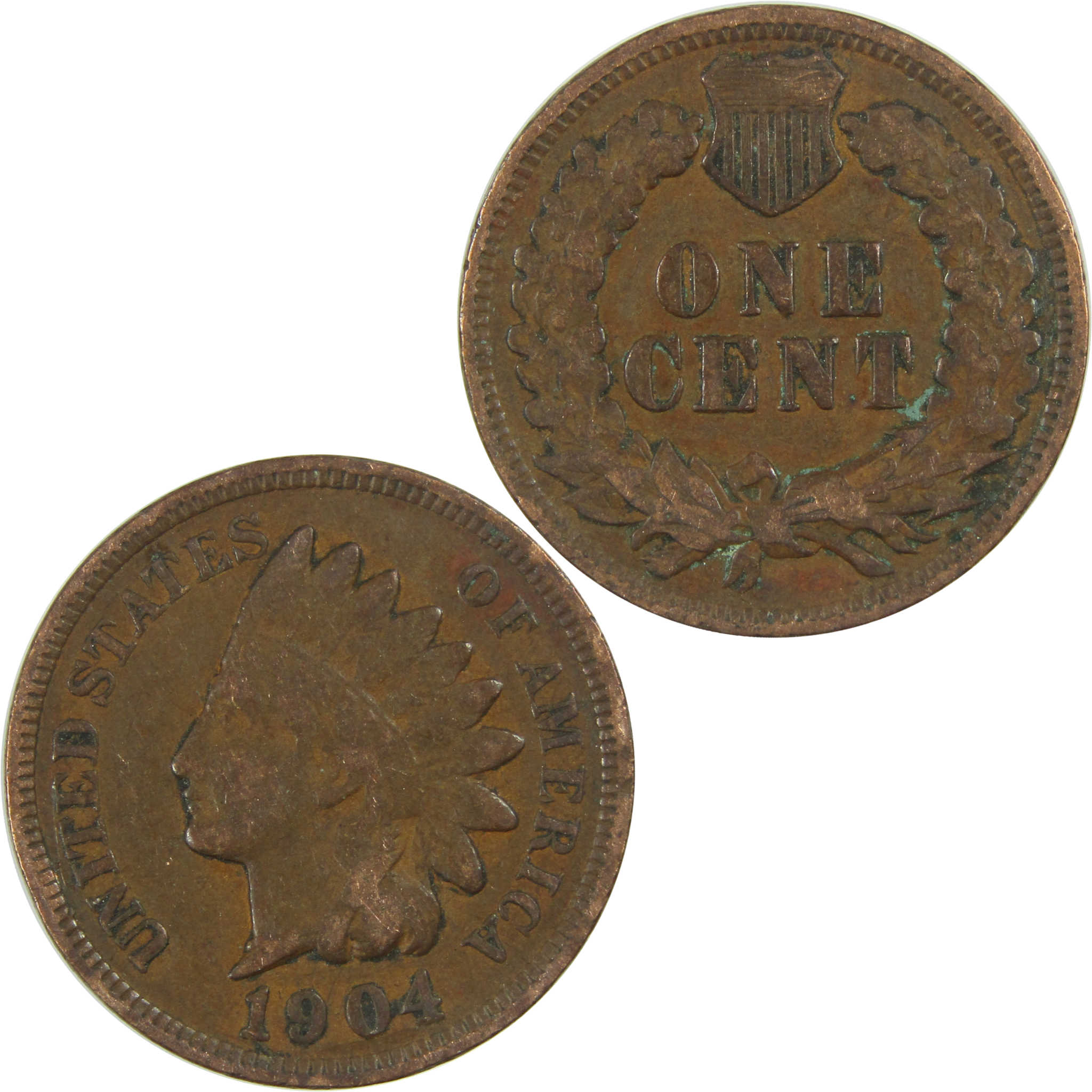 1904 Indian Head Cent F Fine Penny 1c Coin SKU:I27020