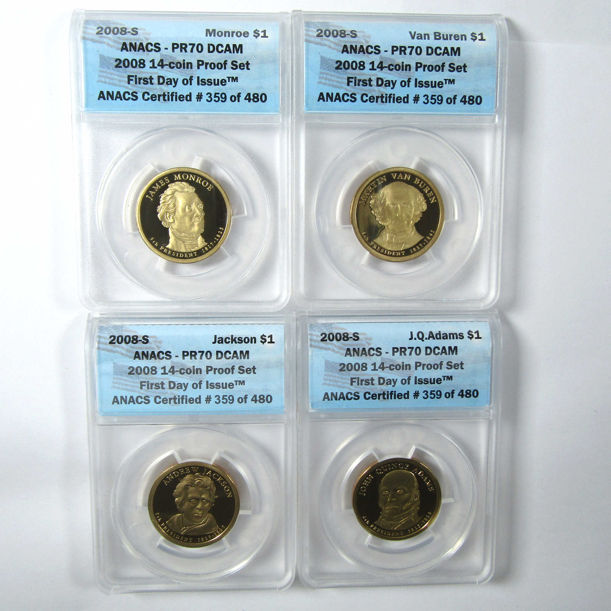 2008 S U.S Mint 14 Piece Set PR 70 DCAM ANACS 1st Day SKU:CPC6632