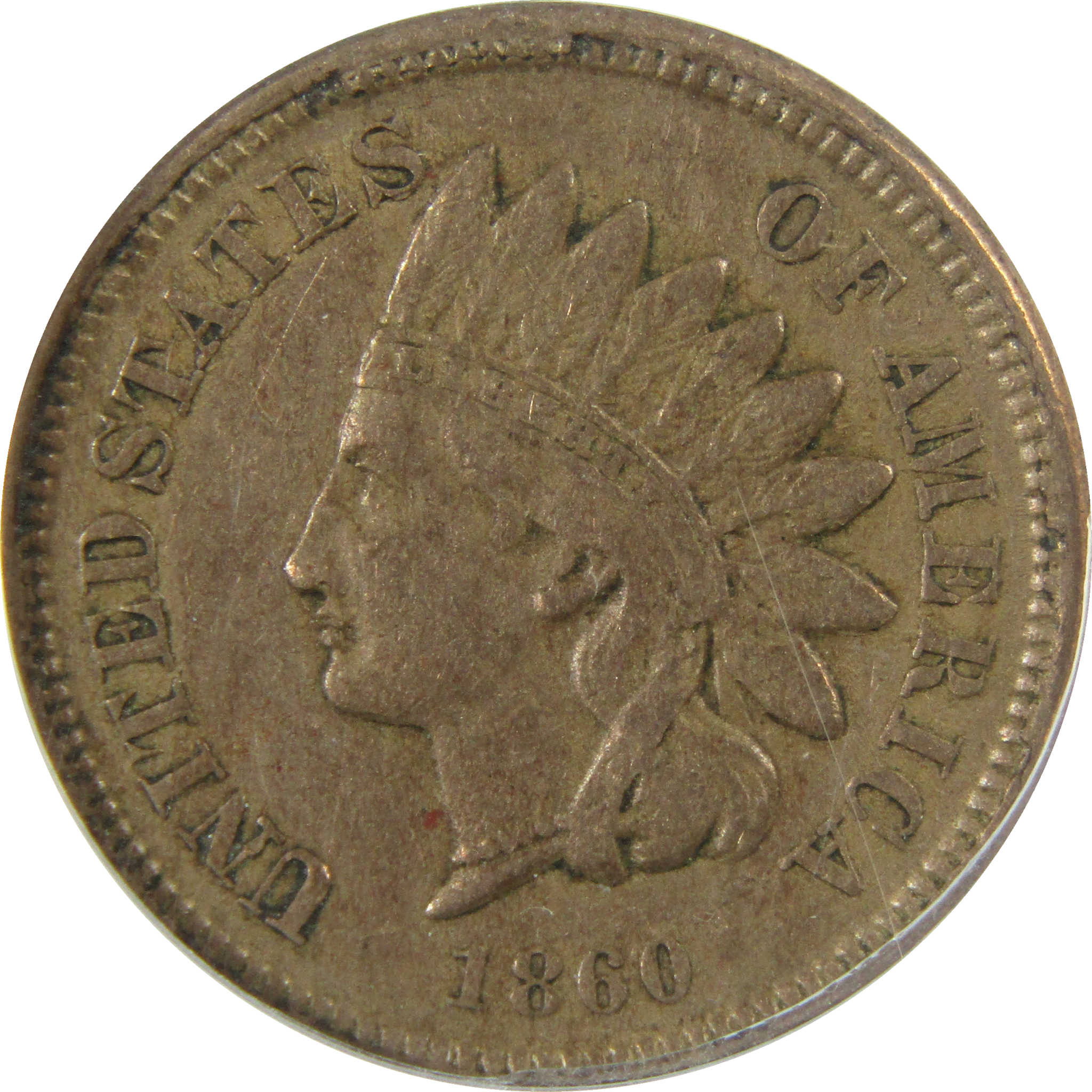 1860 Pointed Bust FS-401 Indian Head 1c EF 40 Details ANACS SKU:I28062