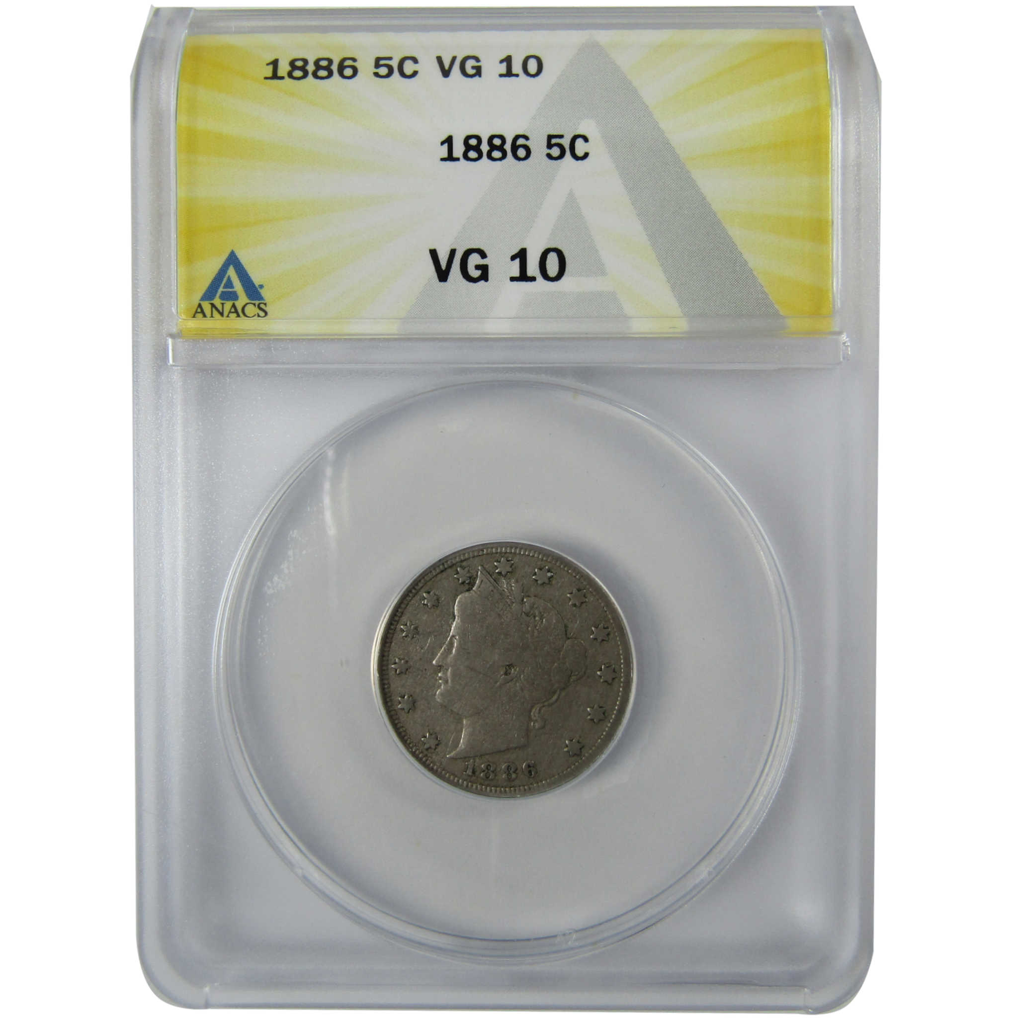 1886 Liberty Head V Nickel VG 10 ANACS 5c Coin Collectible SKU:CP760