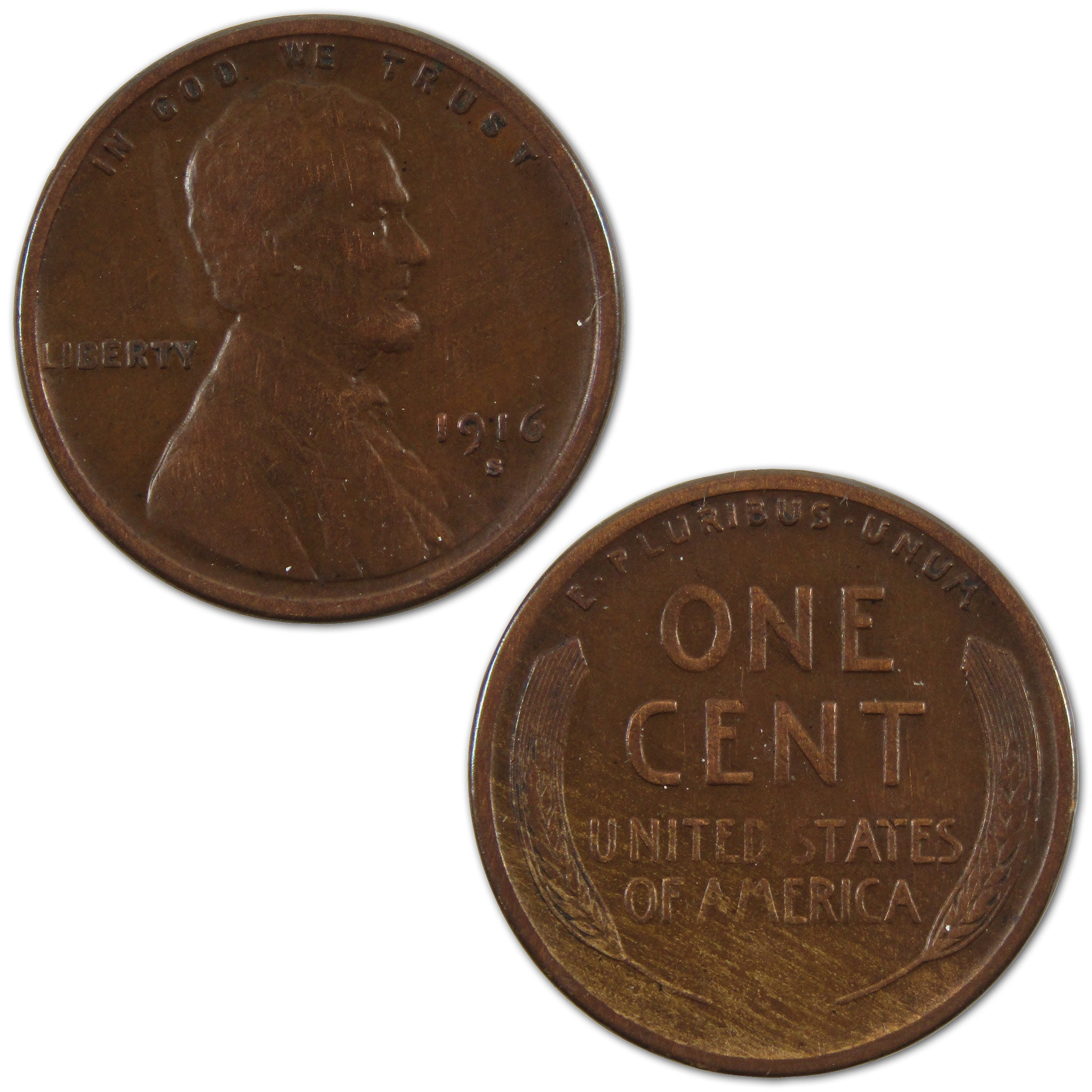 1916 S Lincoln Wheat Cent VF Very Fine Penny 1c Coin SKU:I10504