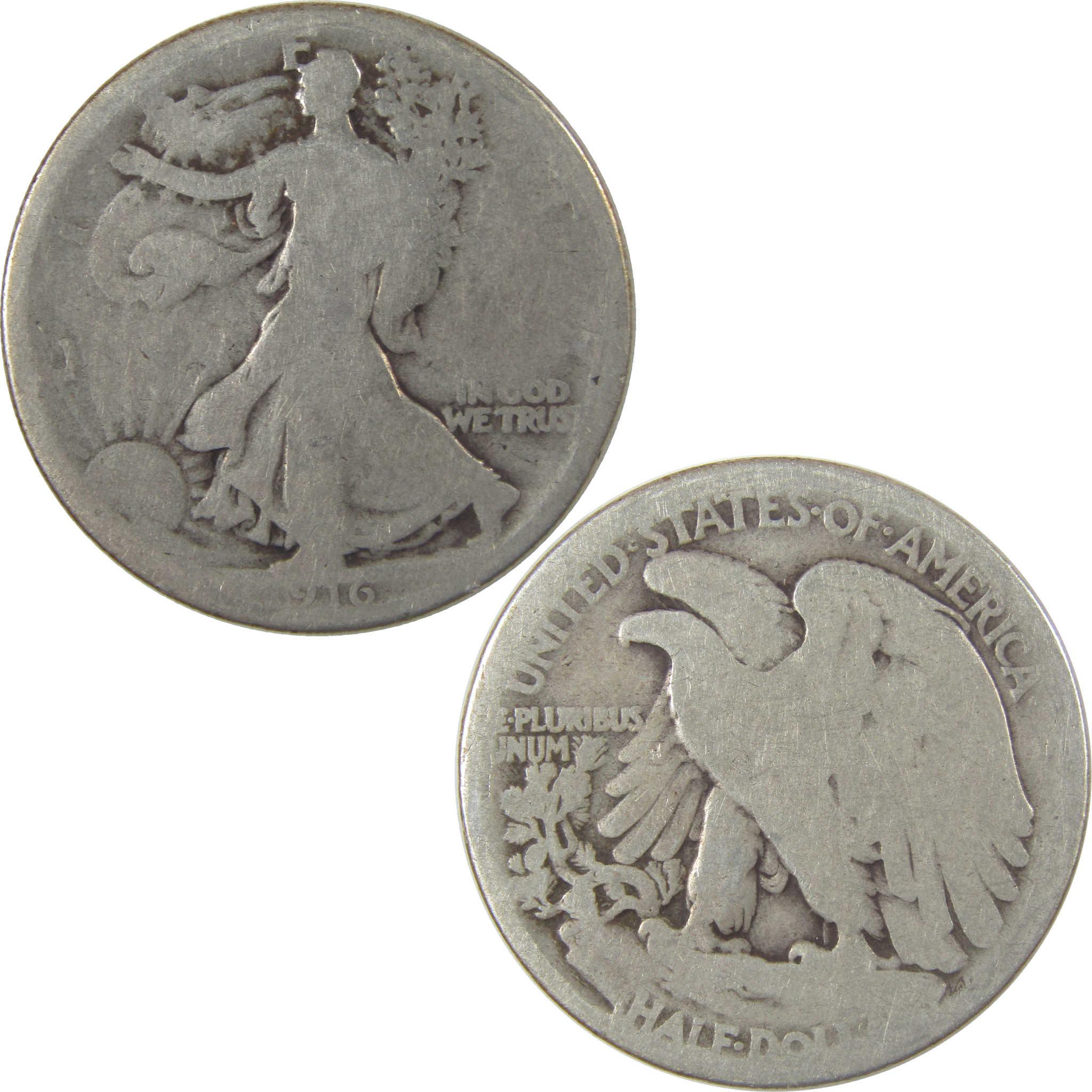 1916 Liberty Walking Silver Half Dollar AG About Good SKU:I25316