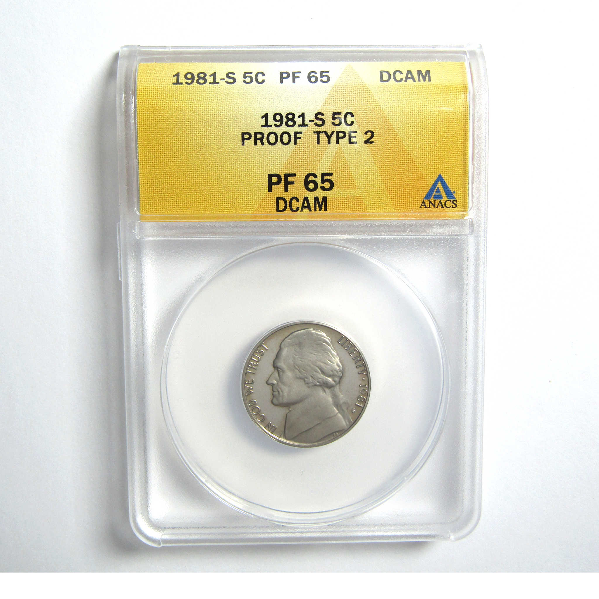 1981 S Type 2 Jefferson Nickel PF 65 DCAM ANACS 5c Proof SKU:CPC5083