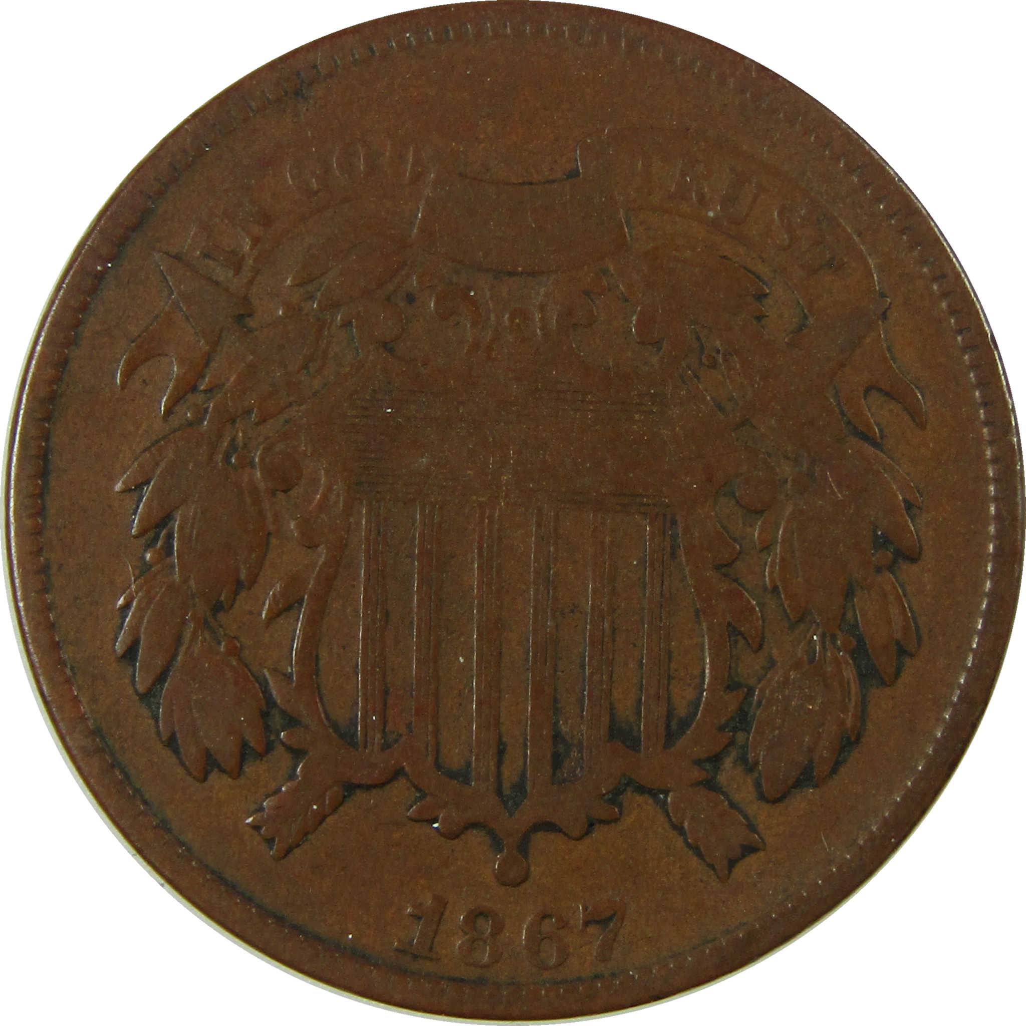 1867 Two Cent Piece VG Very Good Details 2c Coin SKU:I27864
