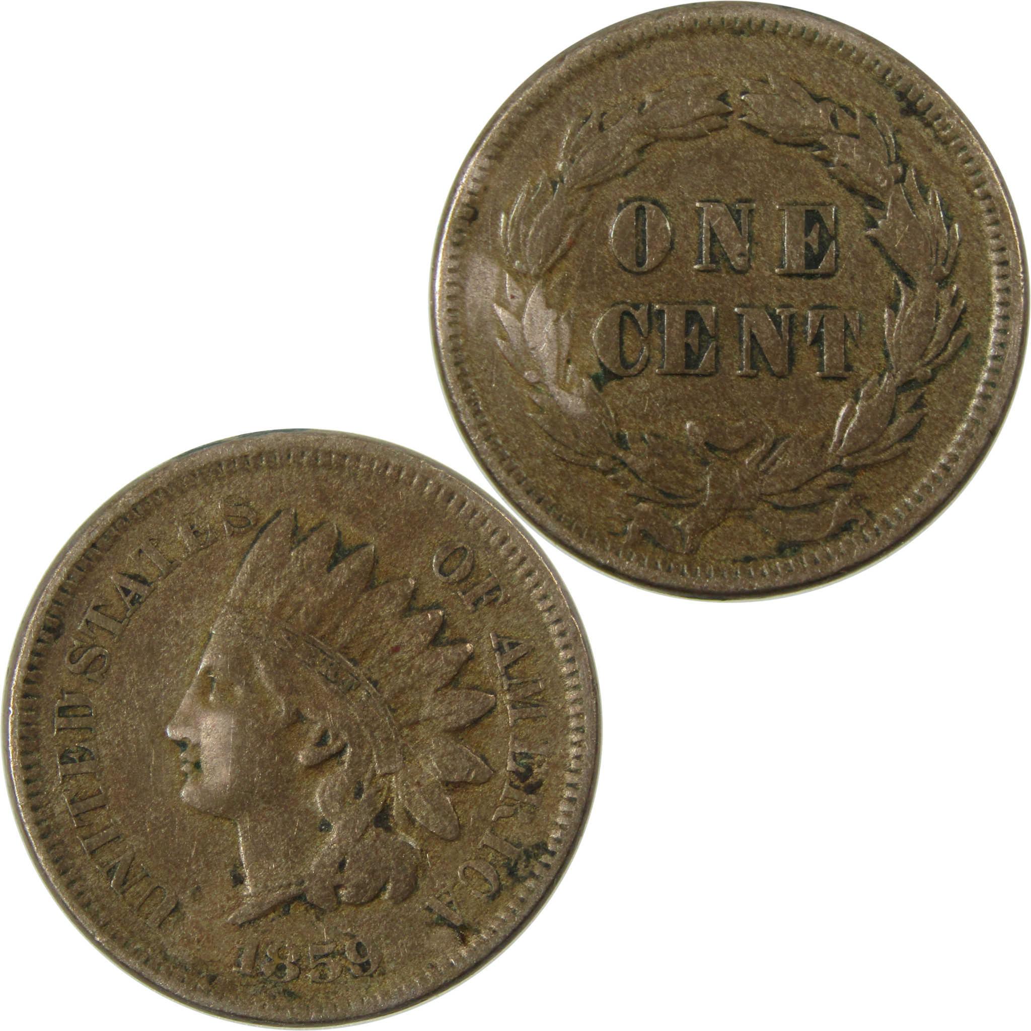 1859 Indian Head Cent VF Very Fine Penny 1c Coin SKU:CP1291