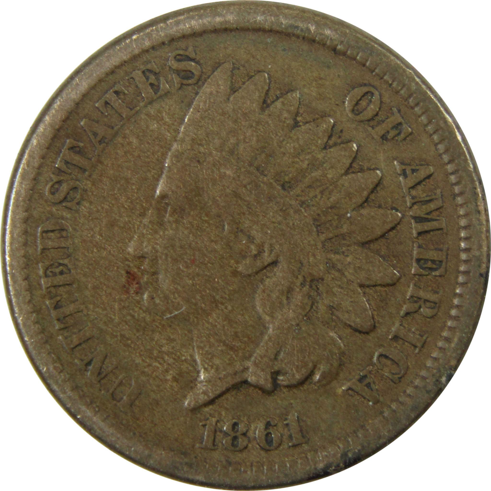 1861 Indian Head Cent VG Very Good Penny 1c Coin SKU:CP1130