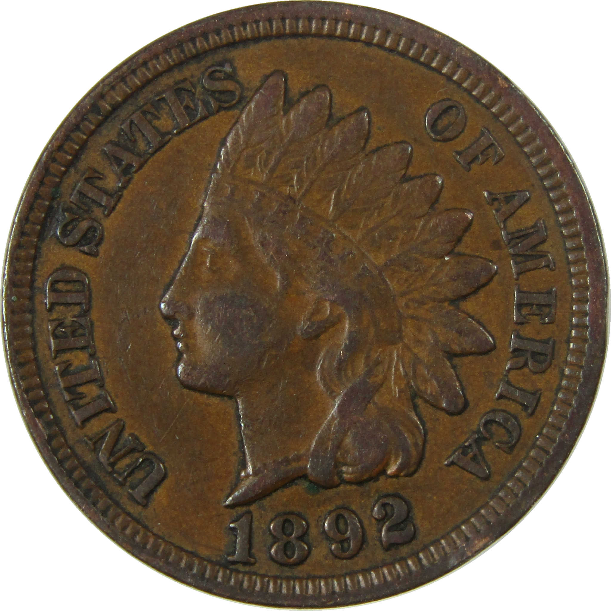 1892 Indian Head Cent AU About Uncirculated Penny 1c Coin SKU:I26930