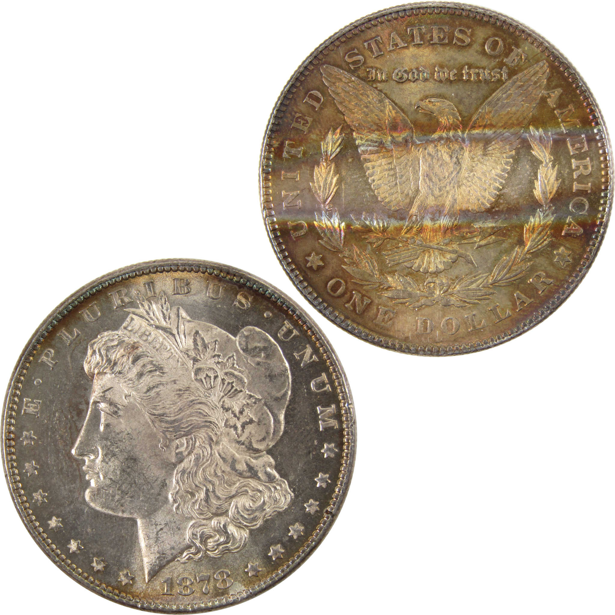 1878 Rev 78 Morgan Dollar BU Uncirculated Toned Reverse SKU:I10004
