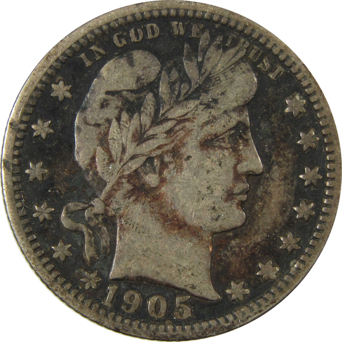 1905 Barber Silver Quarter VF Very Fine 25c Coin SKU:I28527