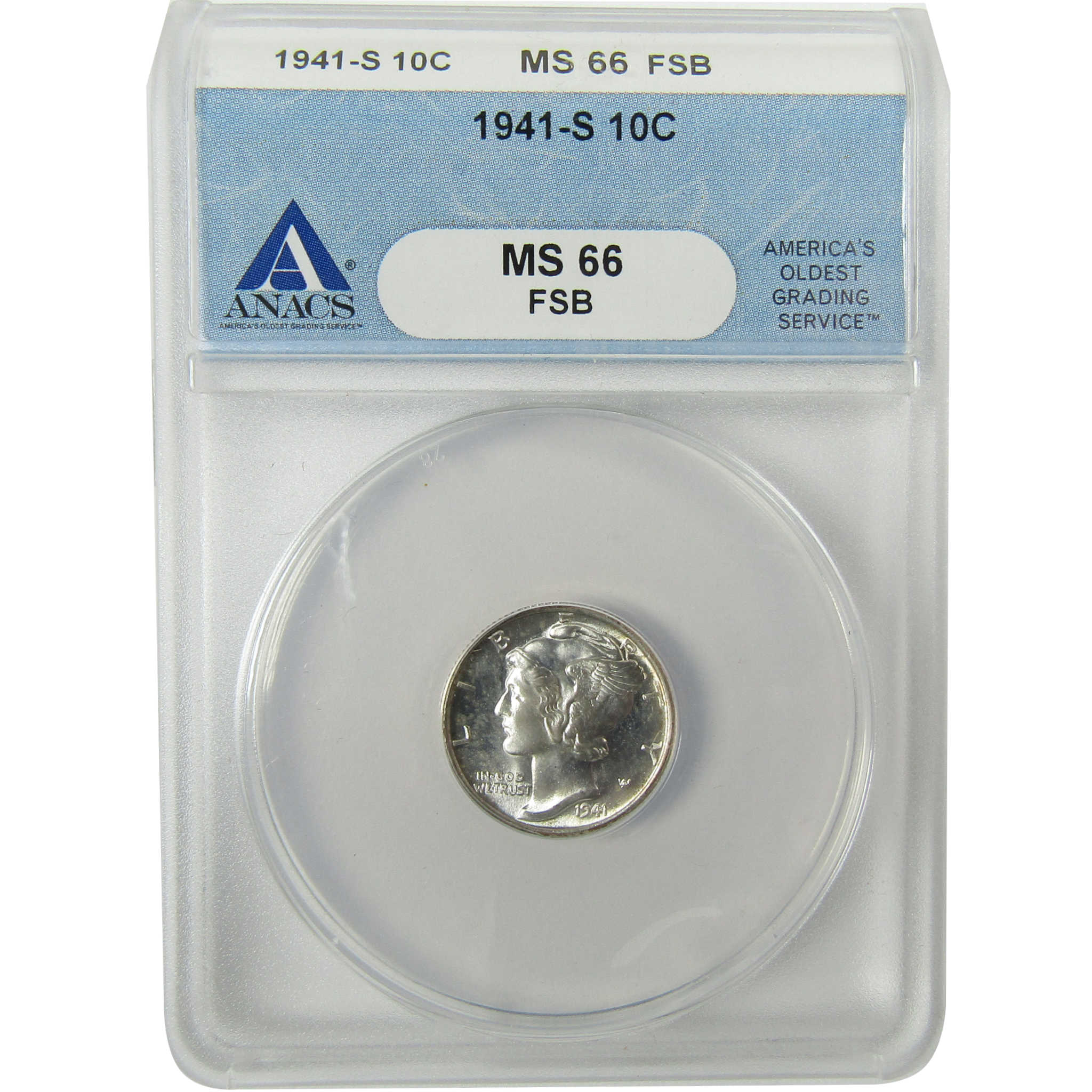 1941 S Mercury Silver Dime MS 66 FSB ANACS Uncirculated SKU:I28298
